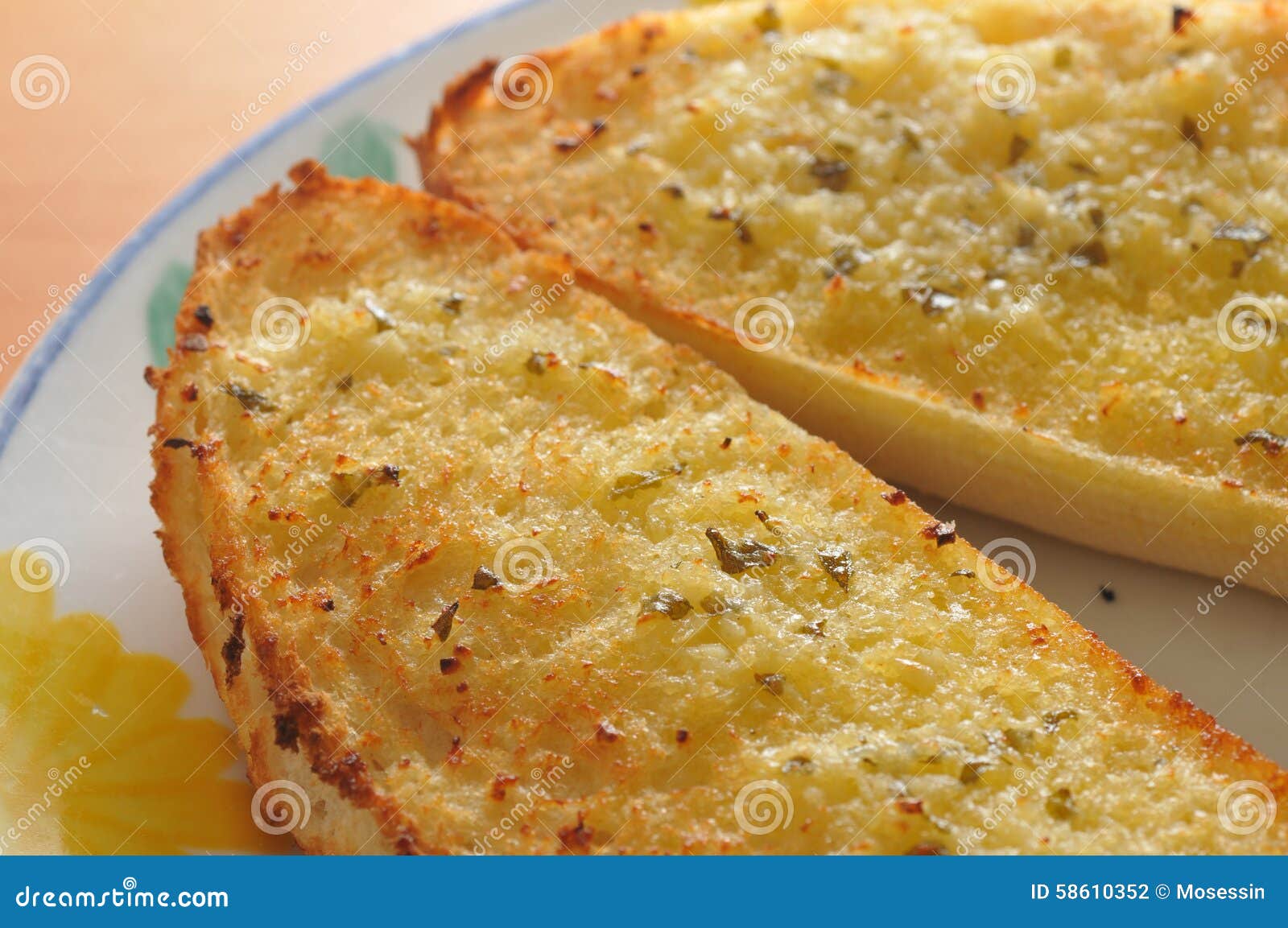 Garlic Bread stock photo. Image of baguette, chives, herbs 58610352