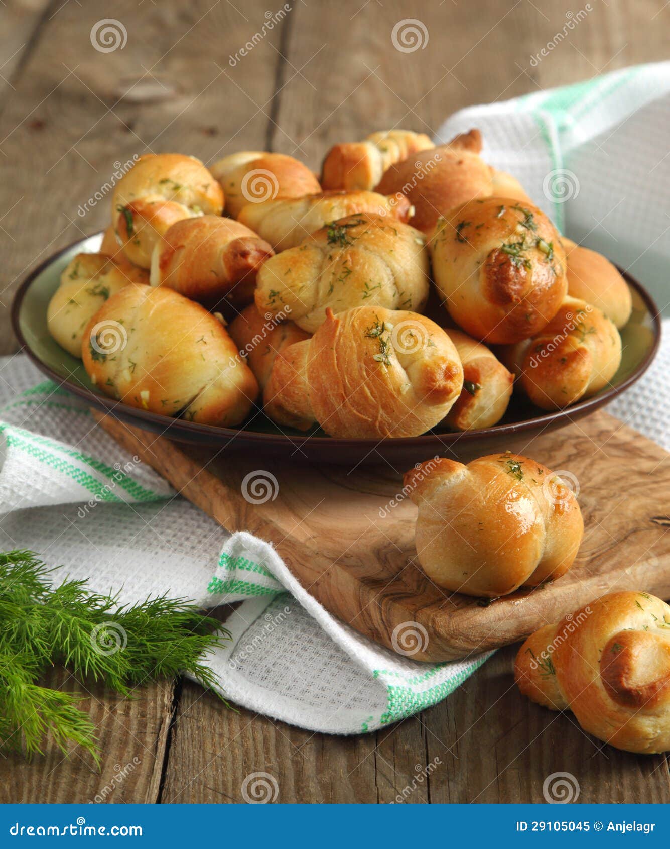 Garlic Bread Buns Seasoned with Dill Stock Image Image of meal, warm
