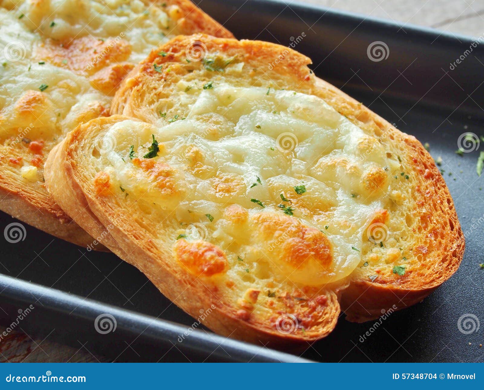 Garlic bread with cheese. stock photo. Image of appetizing 57348704