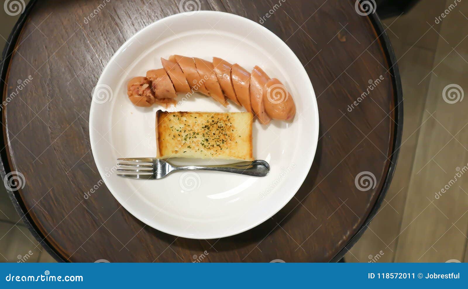 Garlic bread and sausage stock image. Image of grilled 118572011