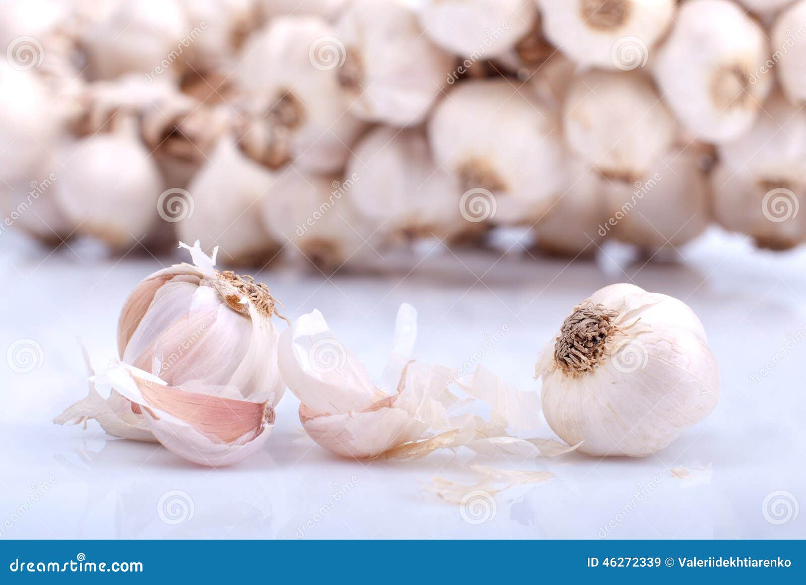 Garlic in a Bunch on White Background Stock Image - Image of cutout