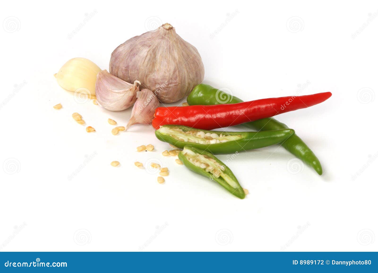 Garlic and chilli stock photo. Image of isolated, herbs 8989172