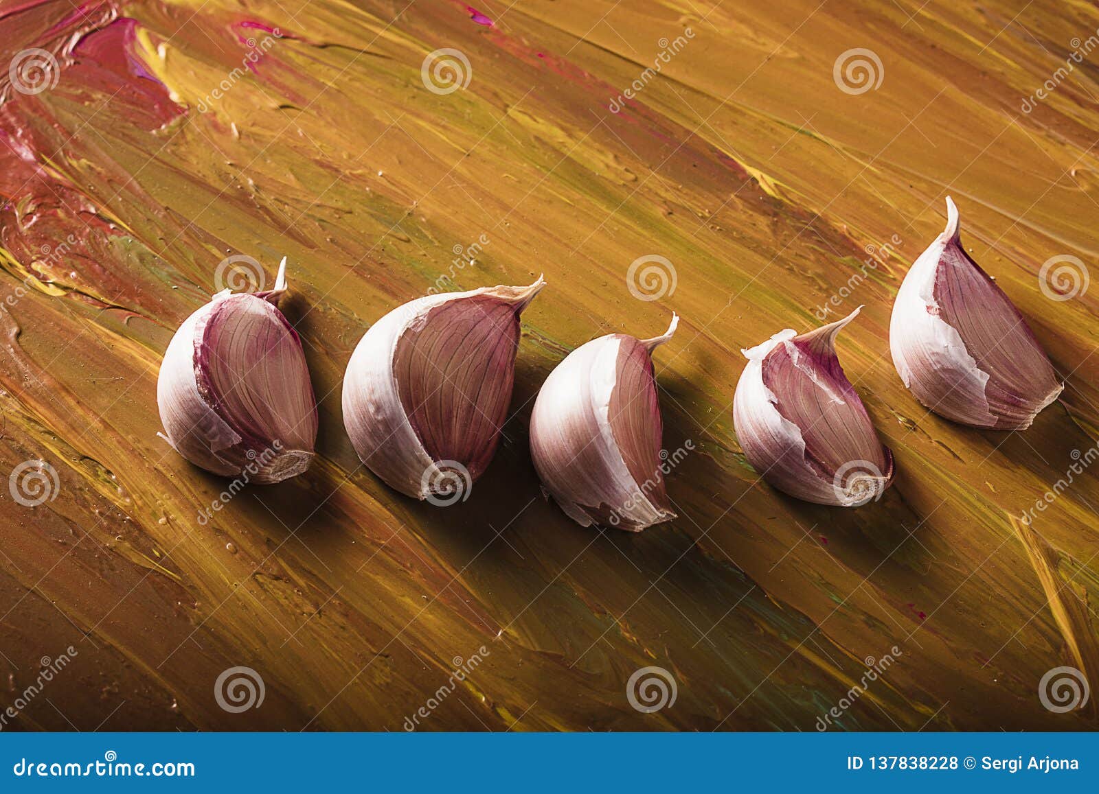 Garlic Cloves on the Surface Yellow Stock Photo Image of bulb, bunch
