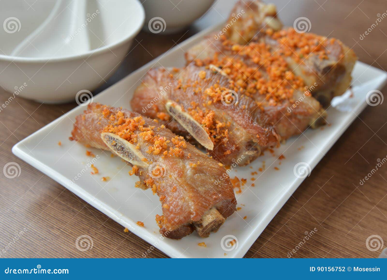 Garlic deep fried pork stock photo. Image of garlic, deep 90156752