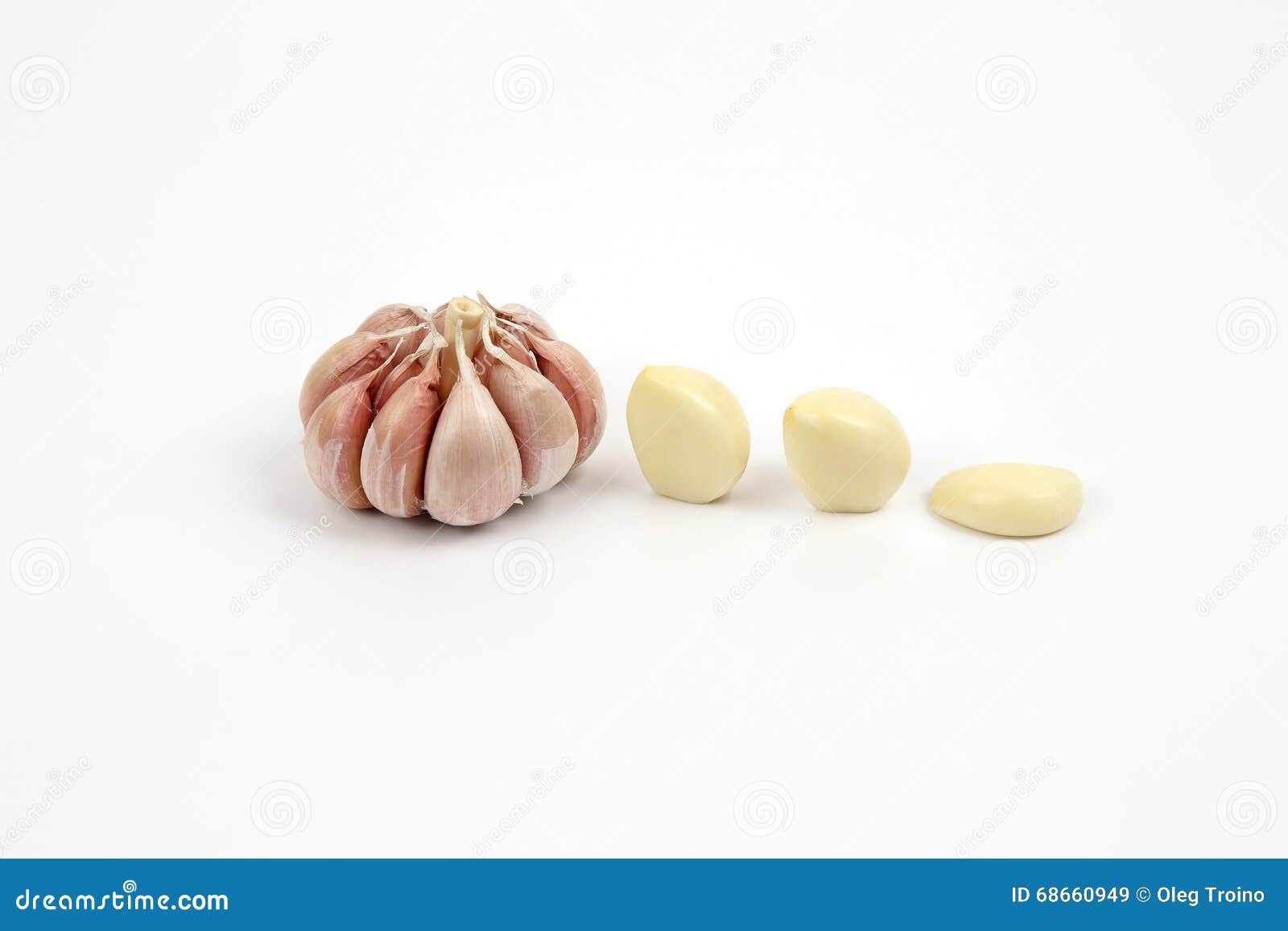 Garlic Head and Cloves on White Background Stock Image Image of ripe