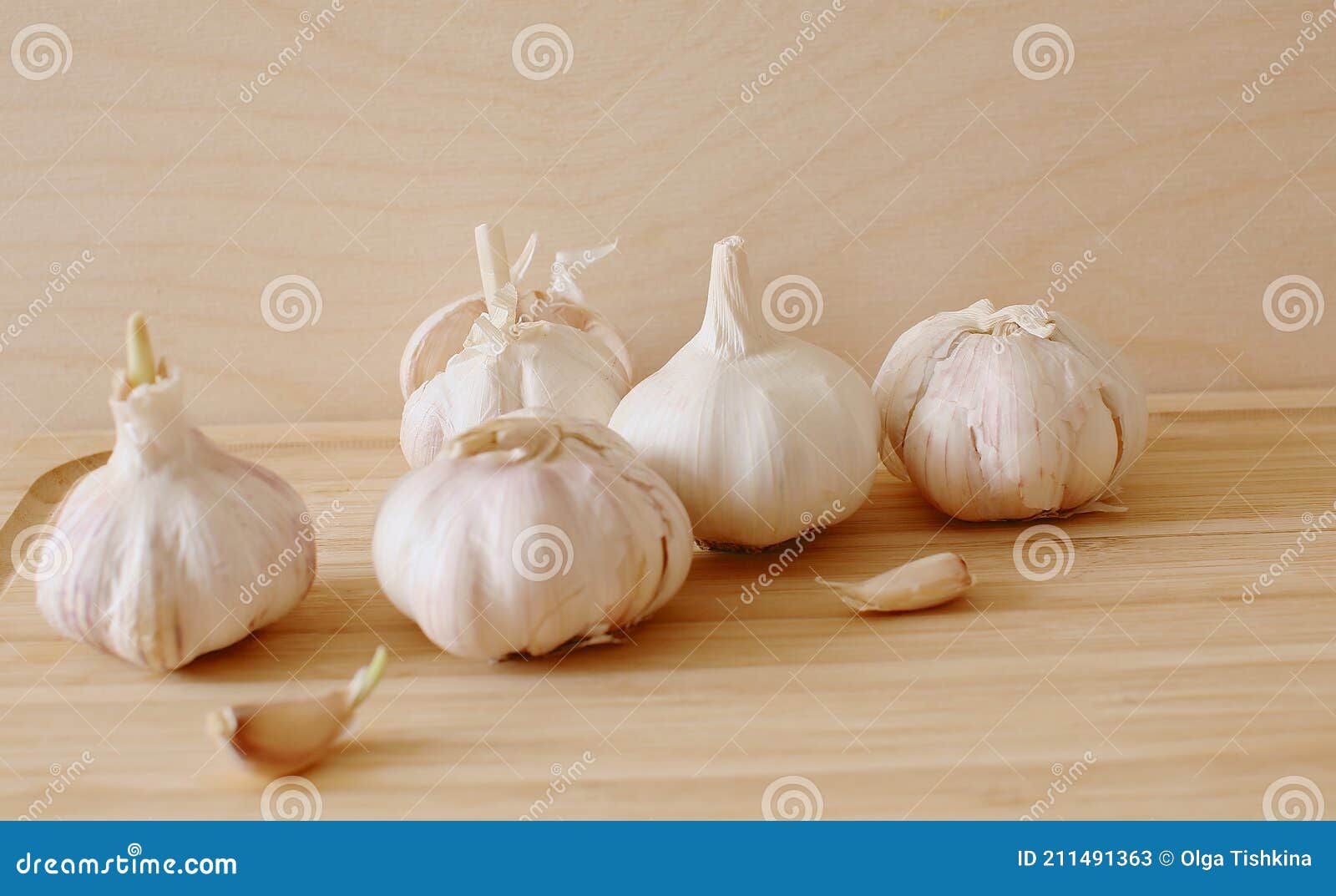Garlic Heads on the Board before Cooking Stock Image Image of fresh