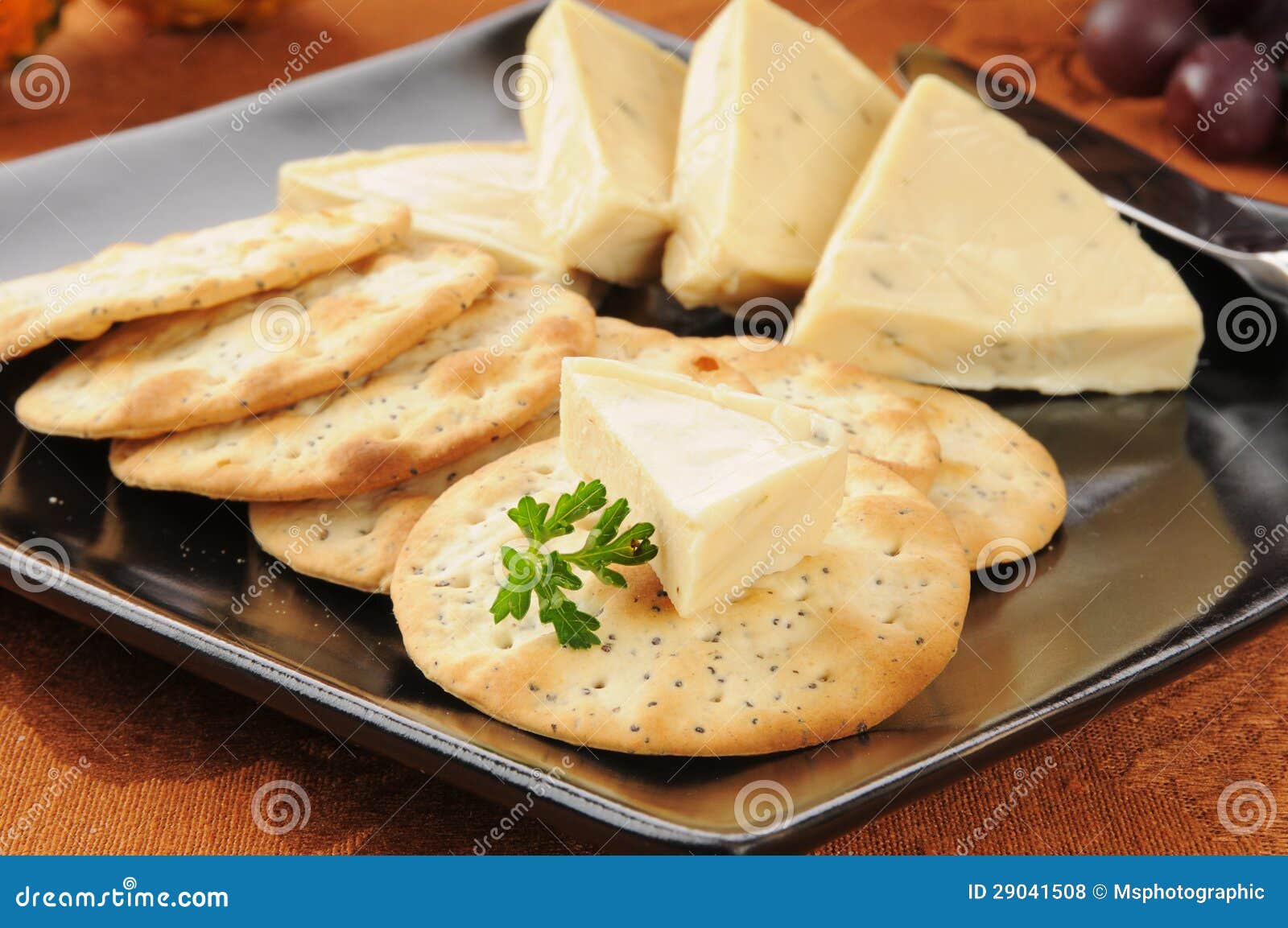 Garlic Herb Cheese and Crackers Stock Photo Image of snack