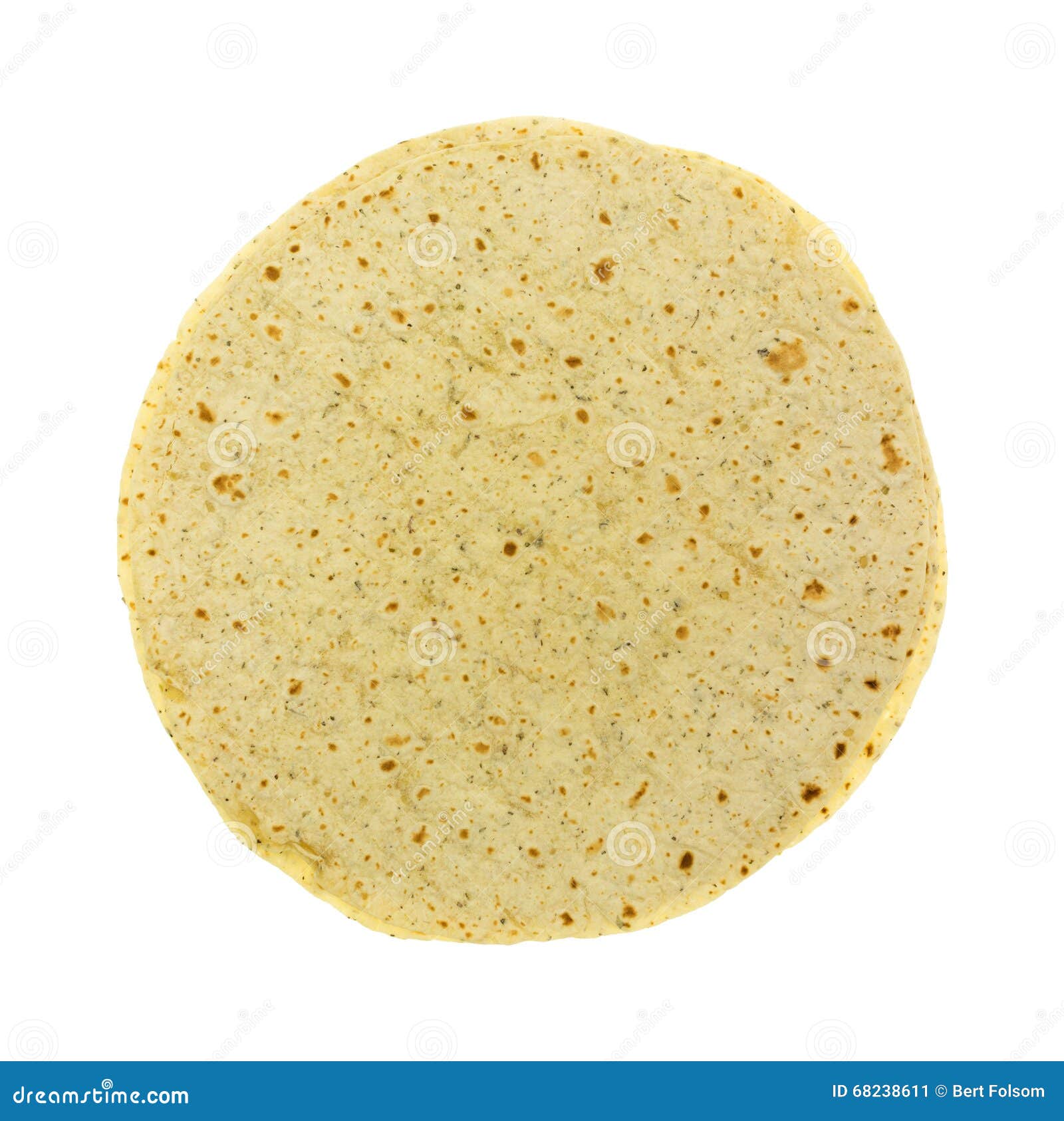Garlic and Herb Flavored Tortilla Wraps Isolated on White Background