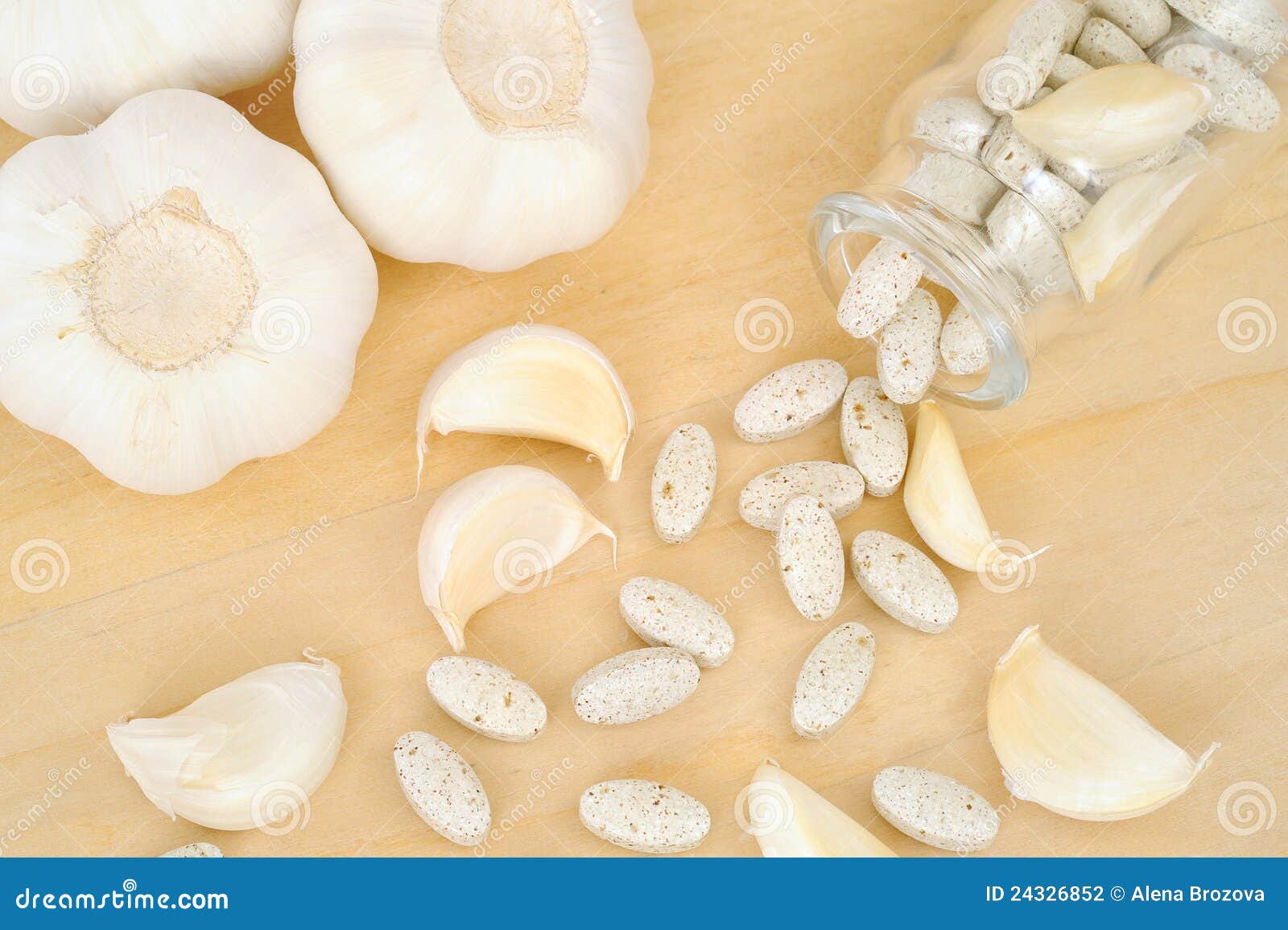 Garlic and Herbal Supplement Pills Stock Photo Image of bulb, clove