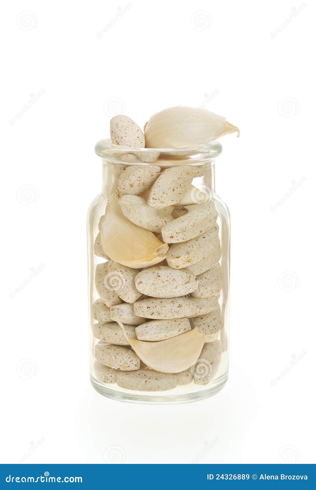 Garlic and Herbal Supplement Pills Isolated Stock Image Image of