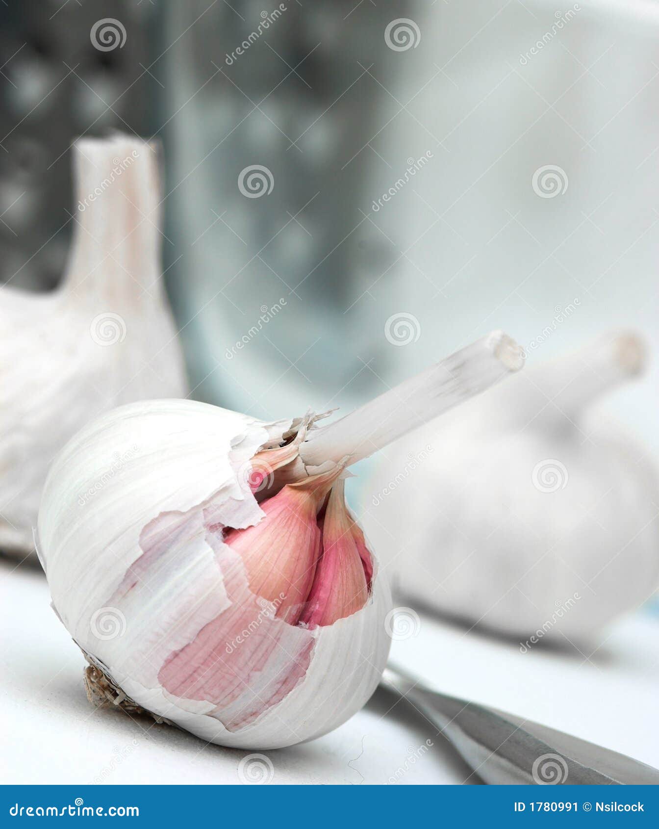 Garlic and Knife stock image. Image of white, ingredients 1780991