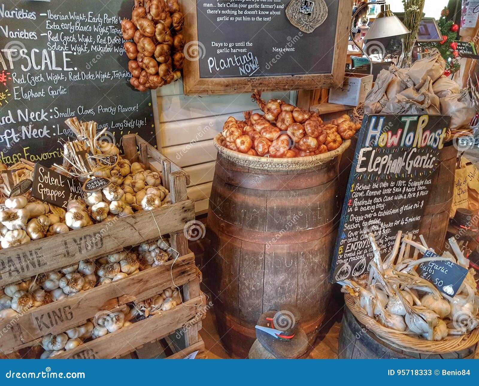 Garlic Market editorial stock photo. Image of indoor 95718333