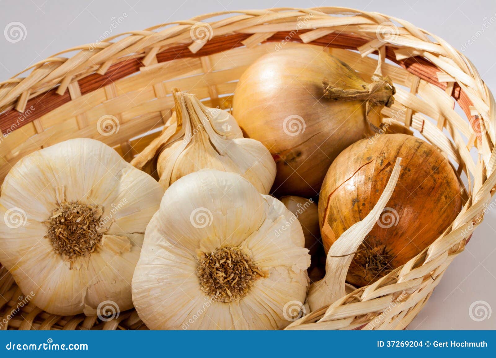 Garlic and Onions stock photo. Image of basket, good 37269204