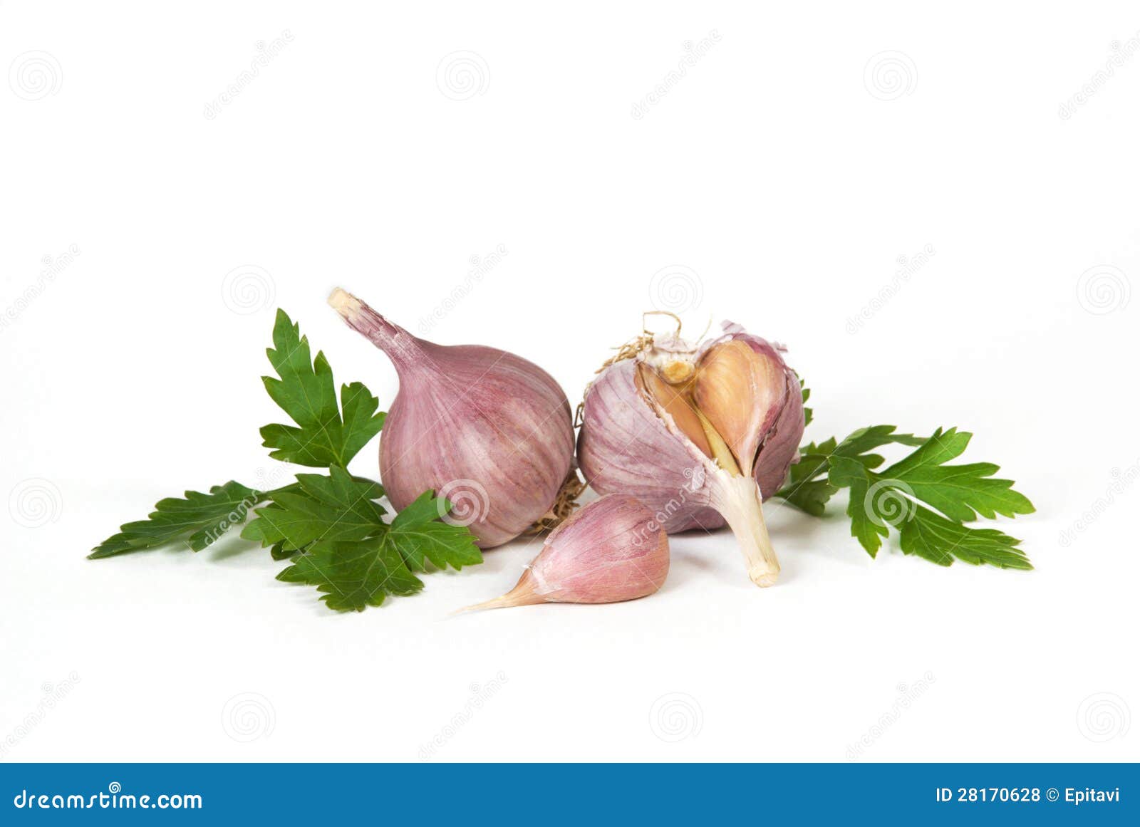 Garlic and parsley stock photo. Image of dish, background 28170628