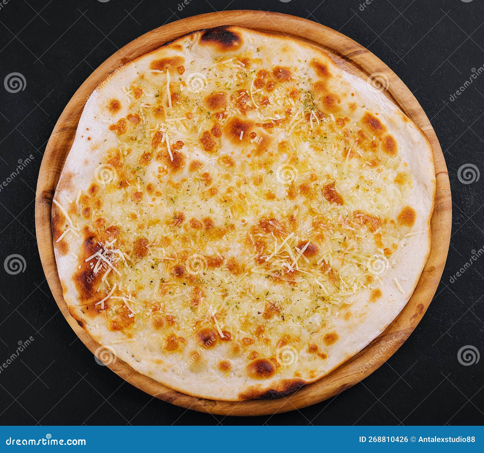 Garlic Pizza Bread with Cheese and Herbs Stock Photo Image of