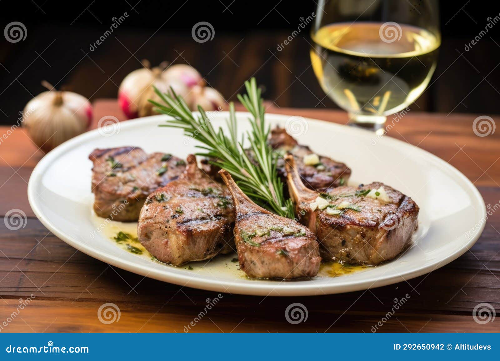 Garlic and Rosemary Marinated Lamb Chops beside a Chilled Saison Stock