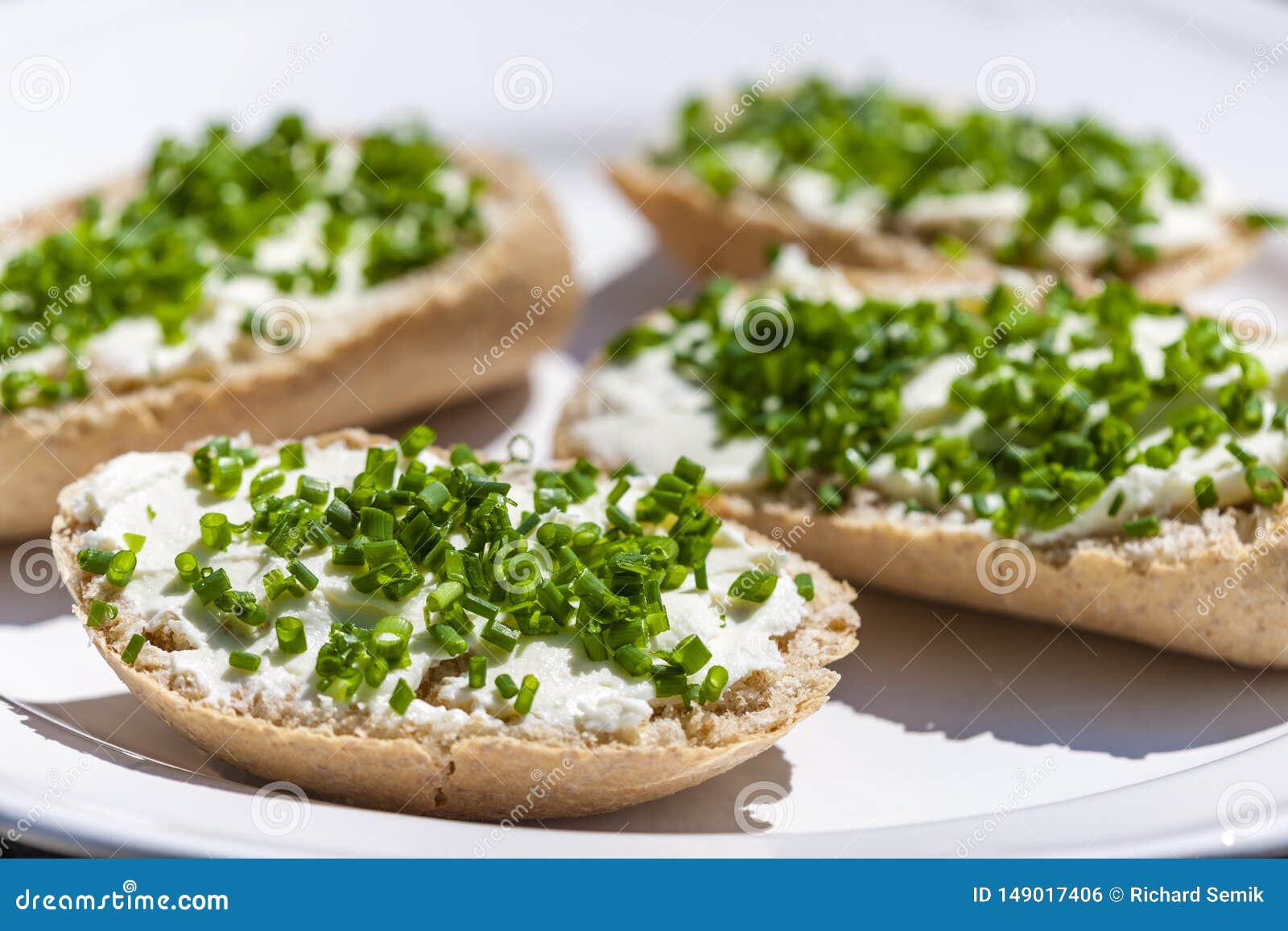 Garlic spread with chive stock photo. Image of baguette 149017406