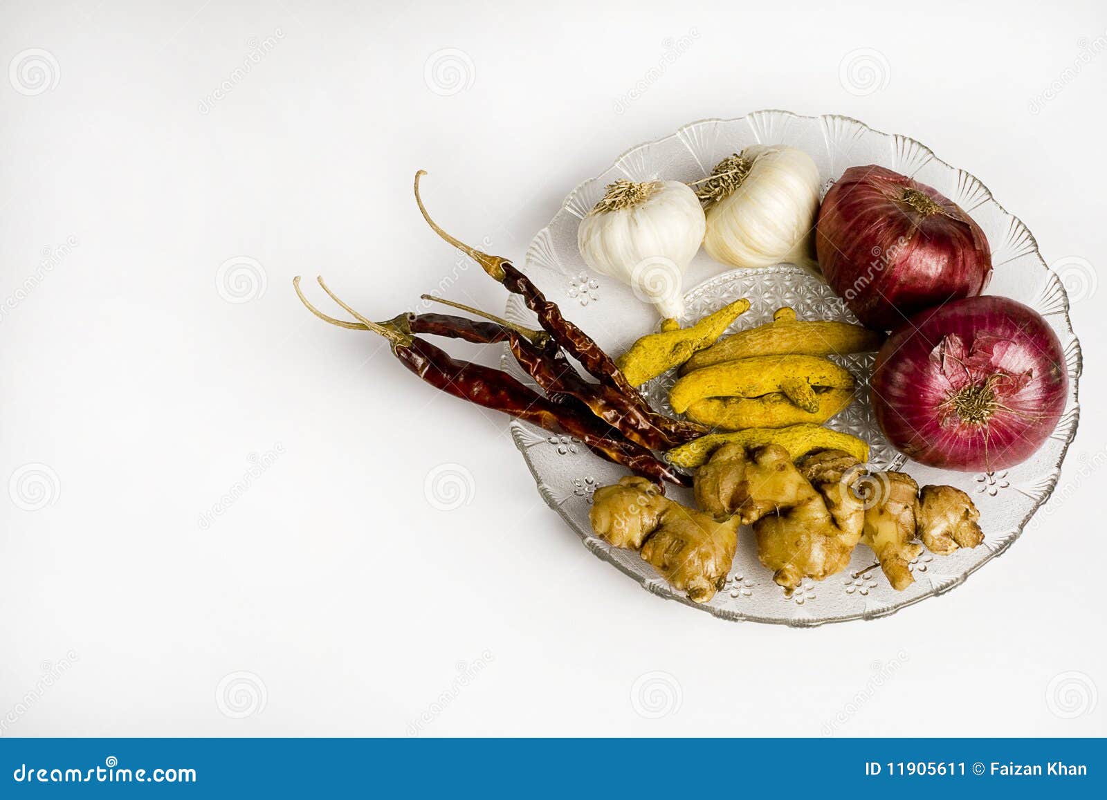 Garlics, Red Chillies, Ginger, Onion and Turmeric Stock Image Image