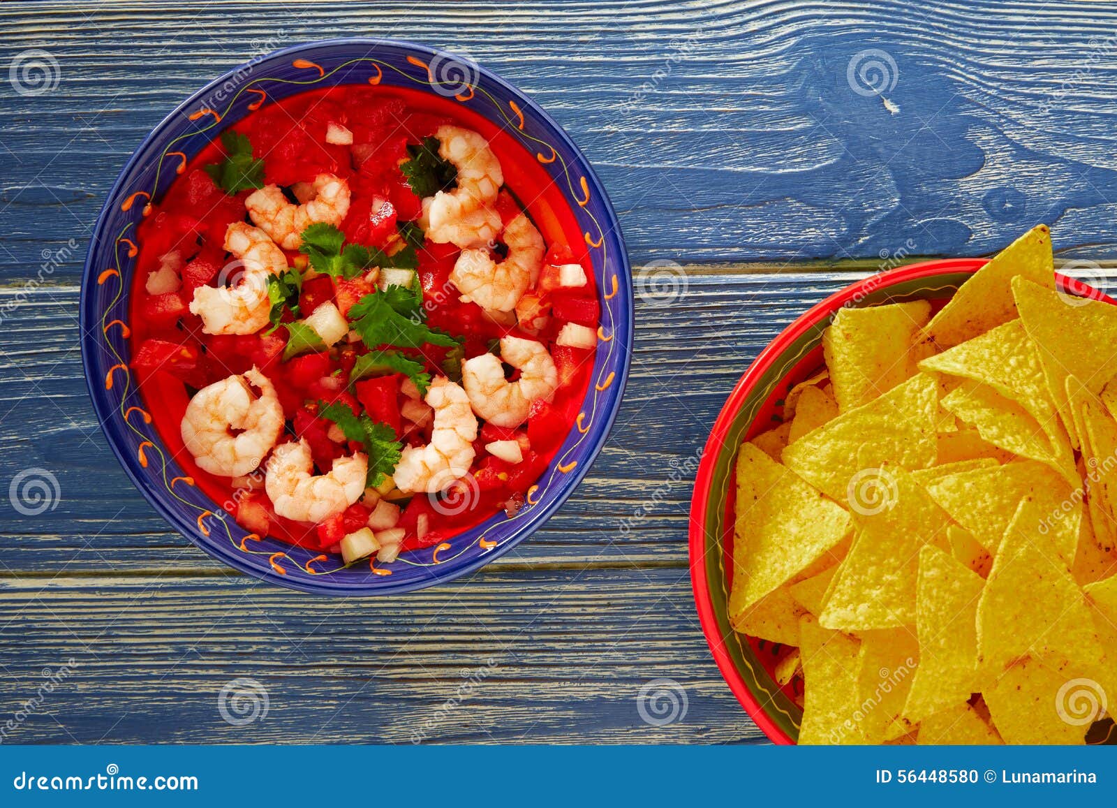 Garnele Ceviche De Camaron Und Mexikanische Nachos Stockfoto - Bild von ...