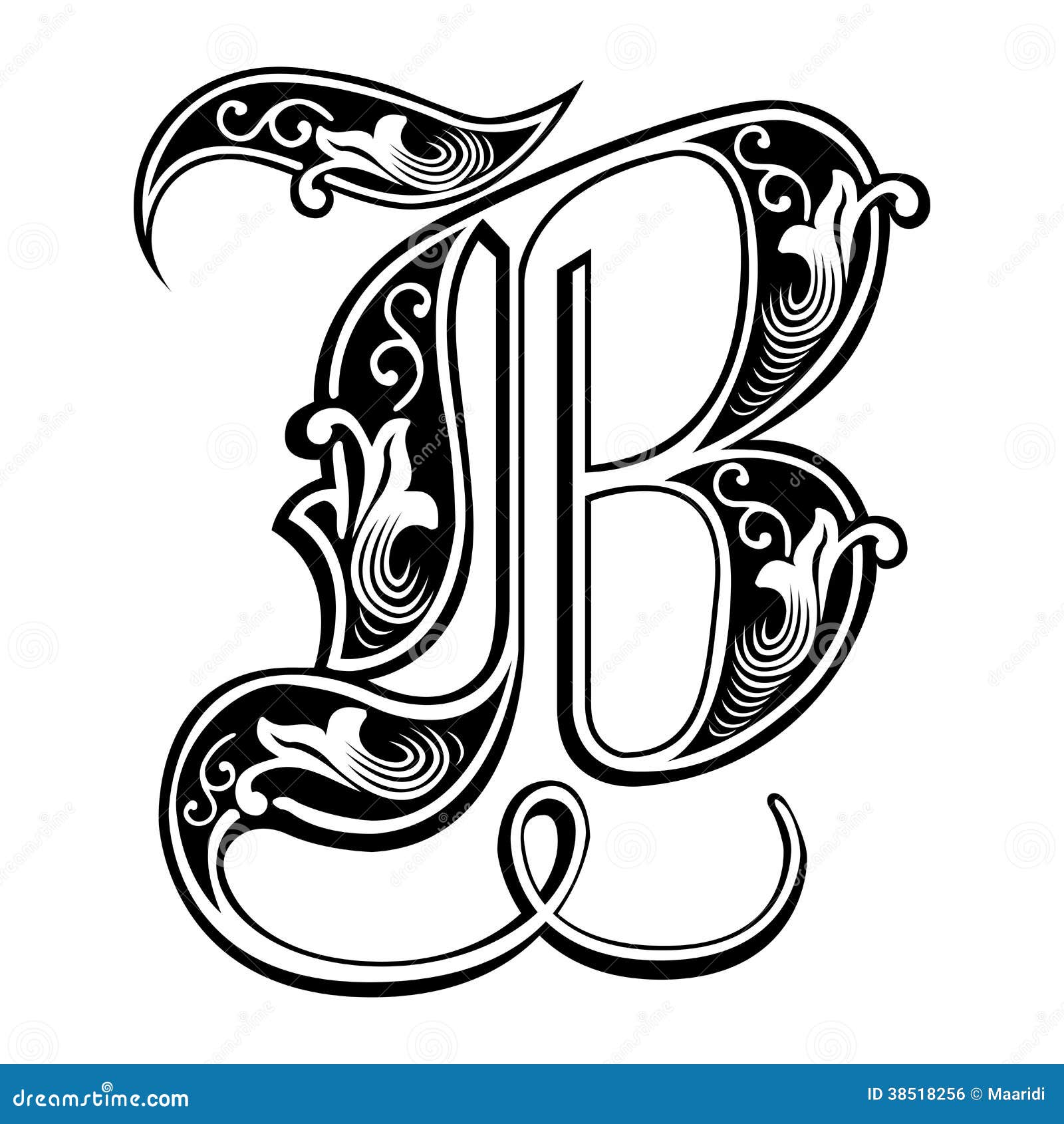 Garnished Gothic Style Font  Letter B  Stock Vector 