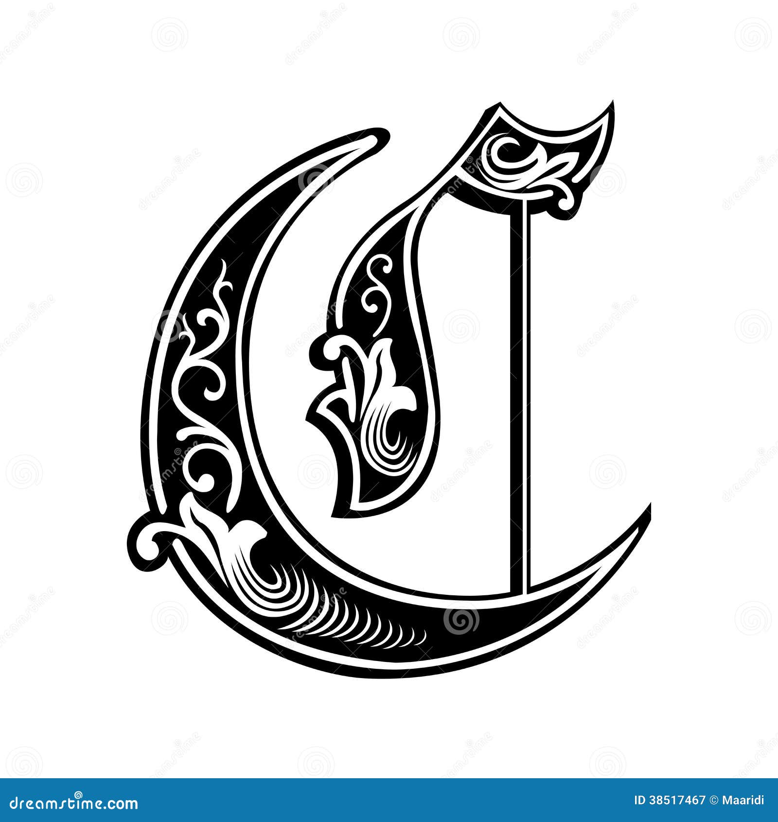 the letter c in fancy writing