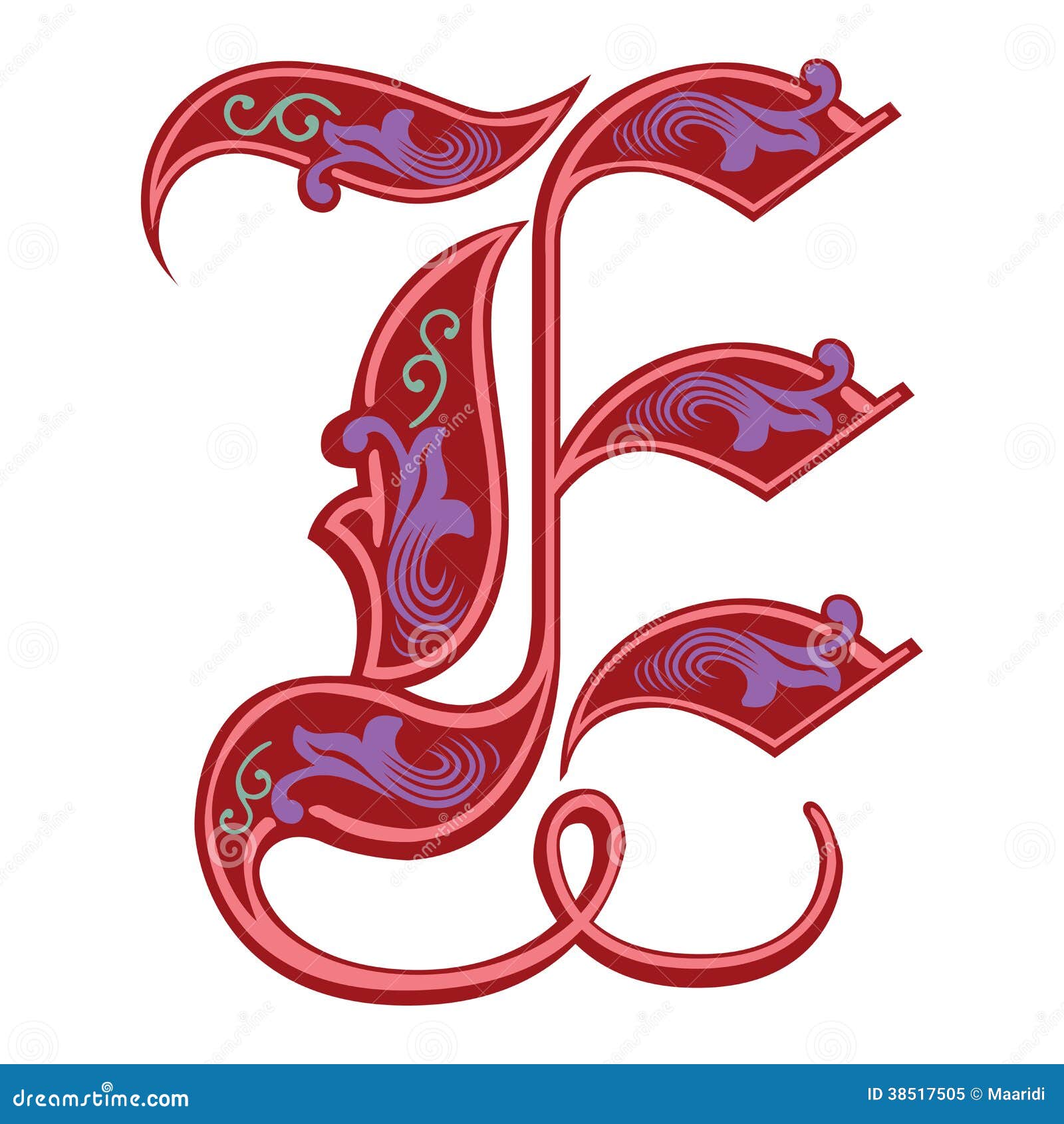 Garnished Gothic Style Font, Letter E Stock Vector - Illustration ...