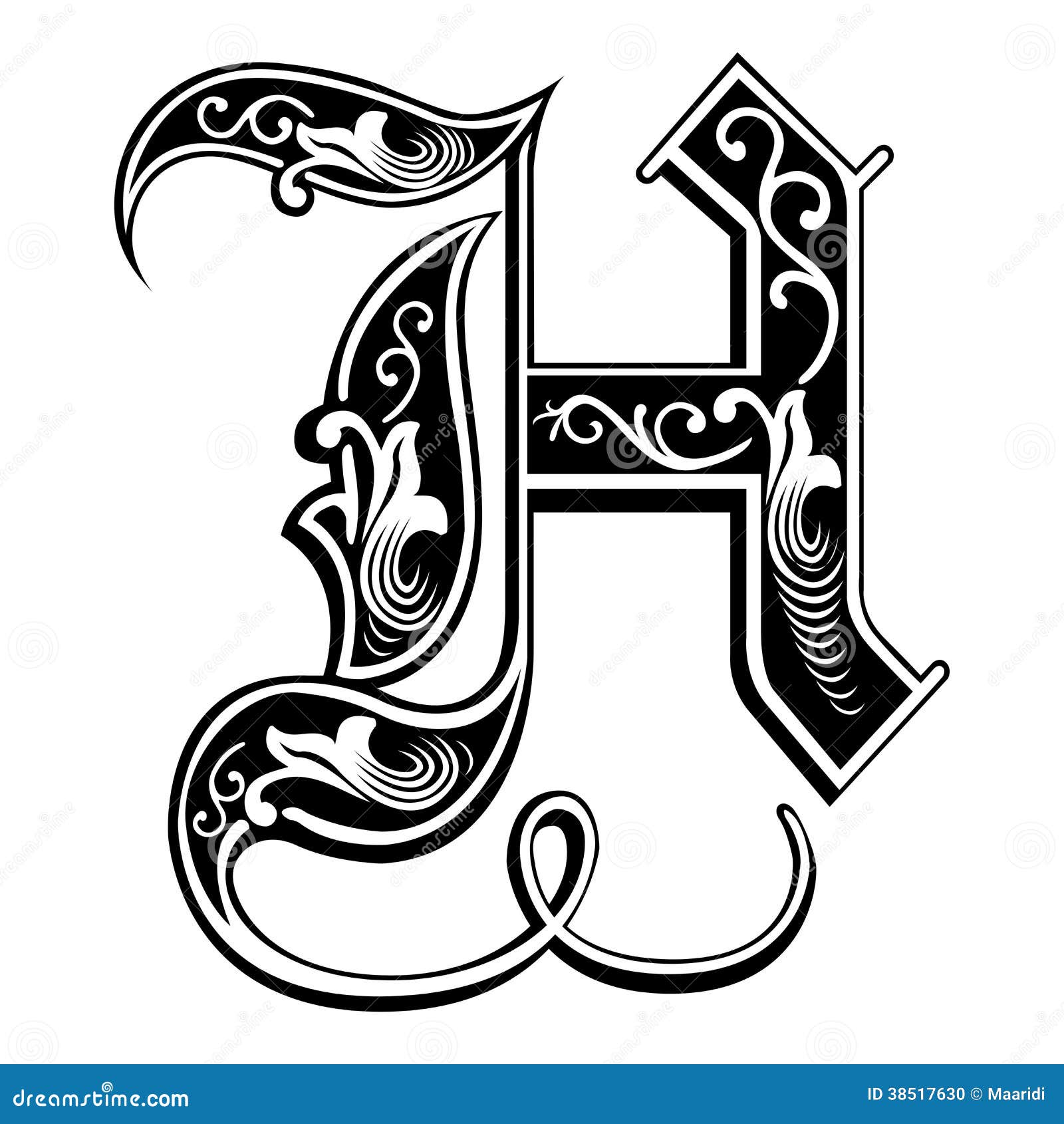 Garnished Gothic Style Font, Letter H Stock Photo - Image: 38517630