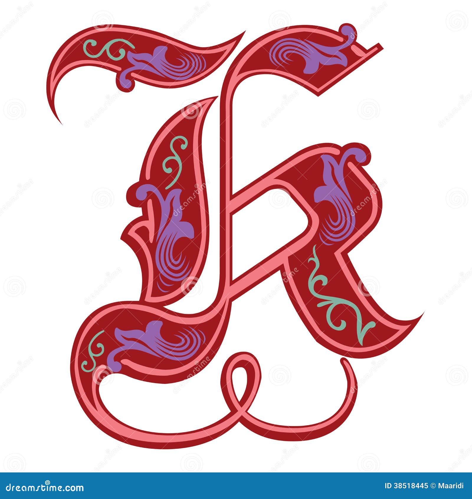 Garnished Gothic Style Font, Letter K Stock Vector - Illustration of ...