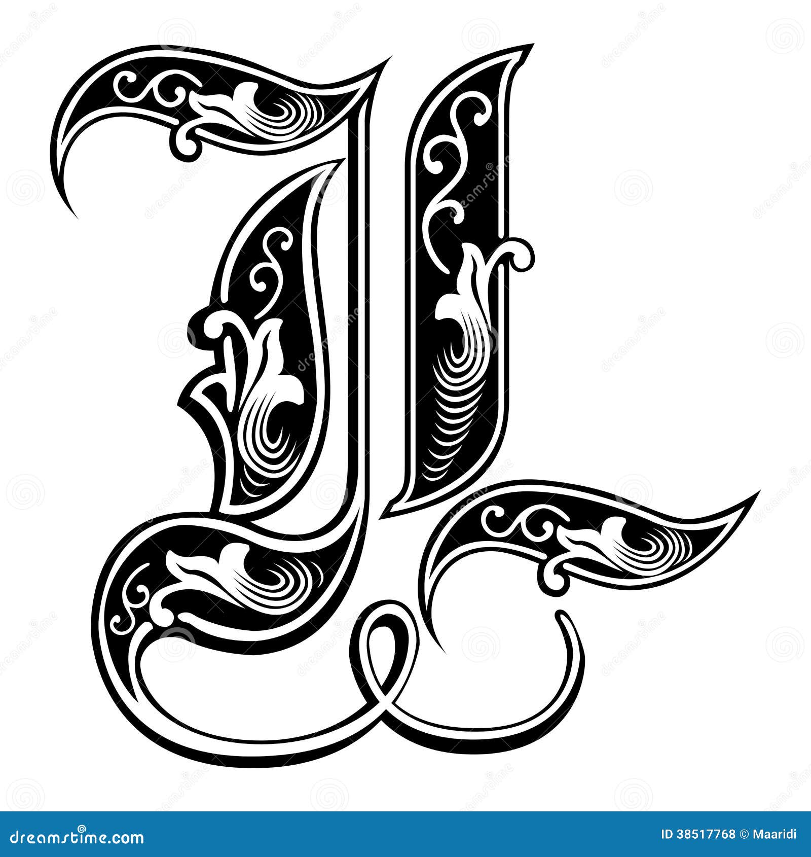 Garnished Gothic Style Font, Letter L Stock Vector - Illustration ...