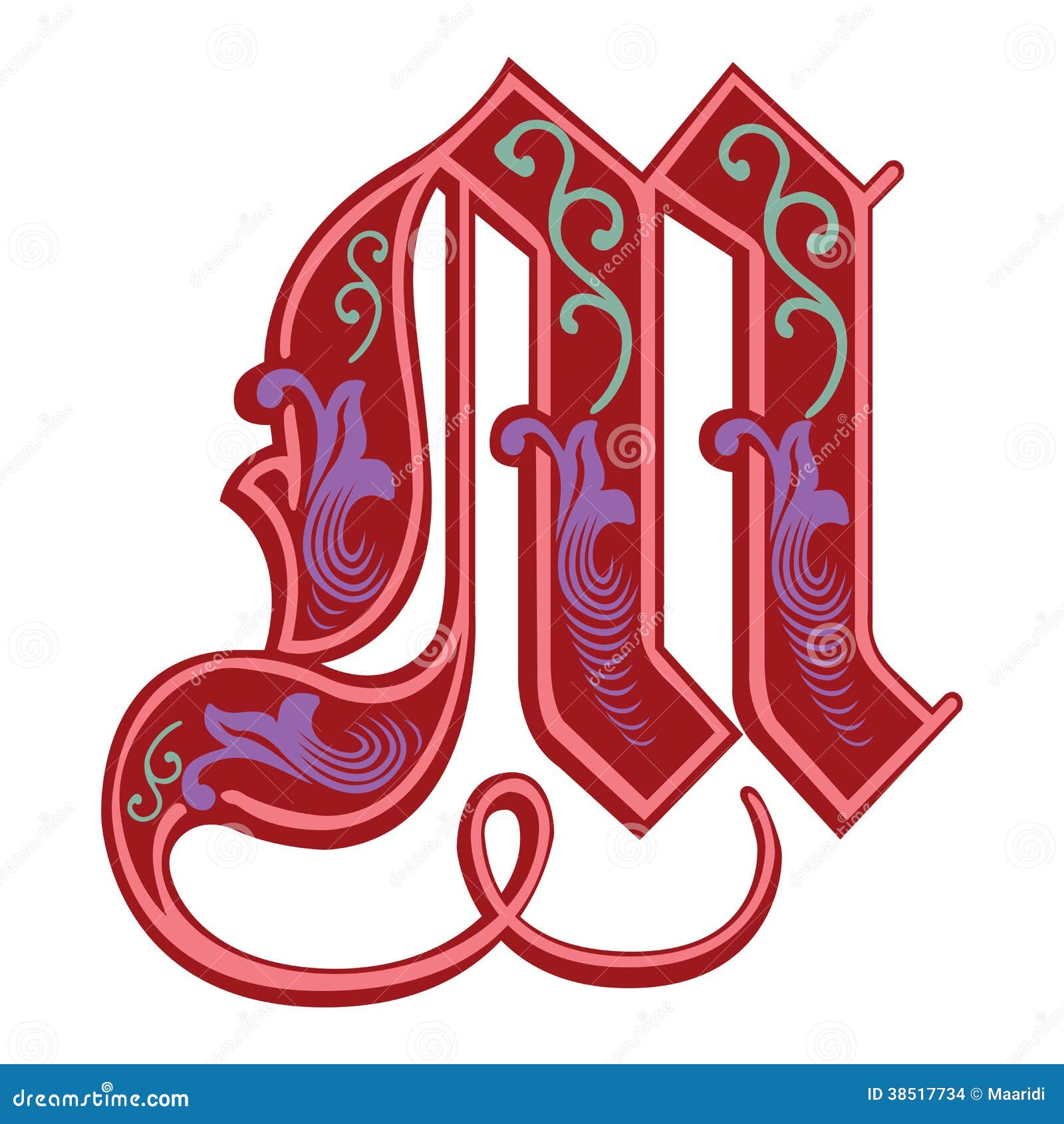 Garnished Gothic Style Font Letter U Stock Vector Illustration Of
