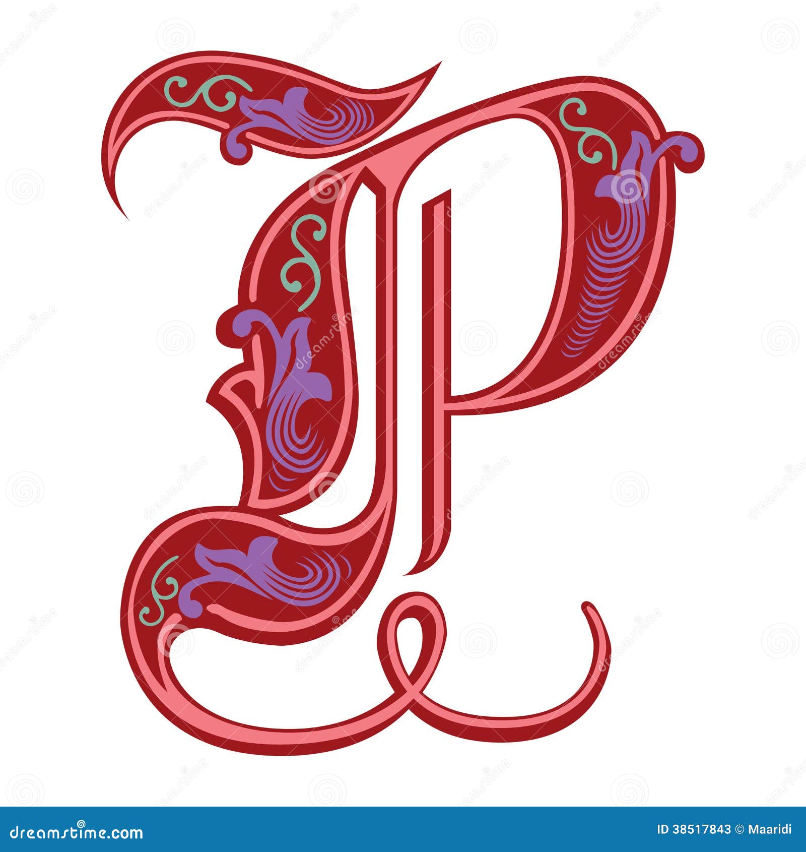 Garnished Gothic Style Font, Letter P Stock Vector ...