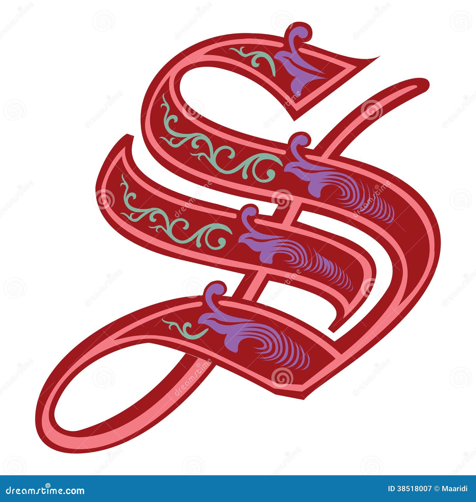 Garnished Gothic Style Font, Letter S Stock Vector - Illustration ...