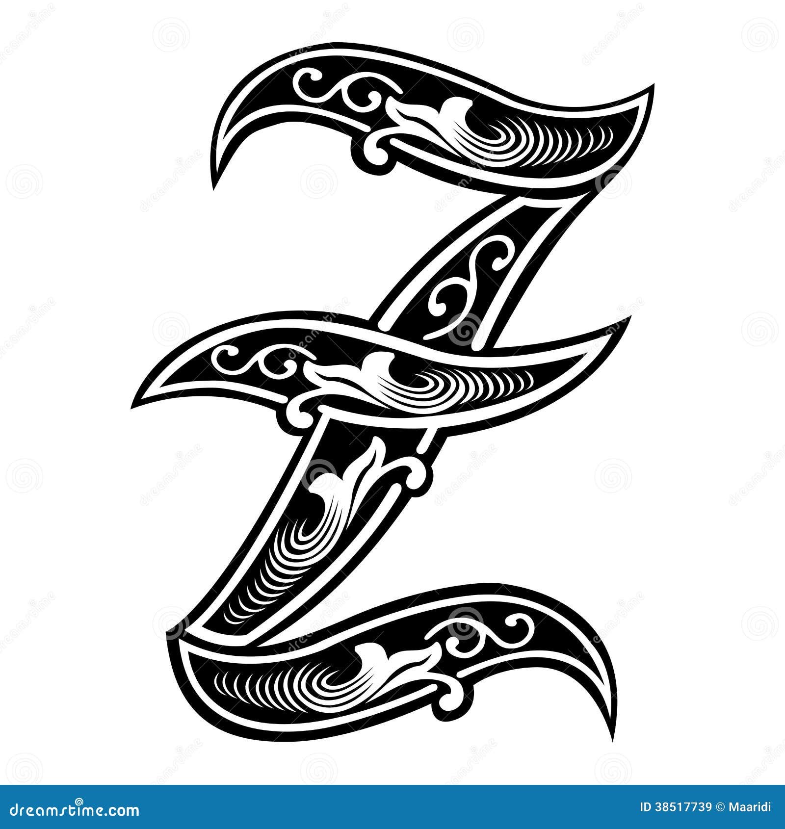 Old English Font Letter Z