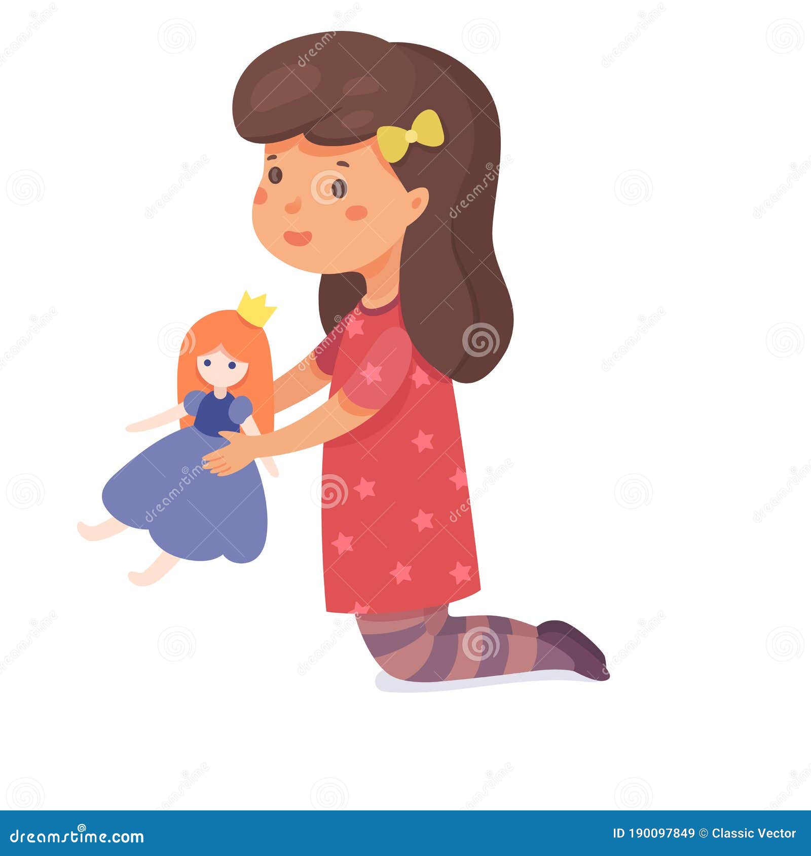 Menina Asiática Pequena Brincando Com Boneca No Vetor De Desenho Animado Do  Jardim De Infância Ilustração do Vetor - Ilustração de jogar, placa:  220897335