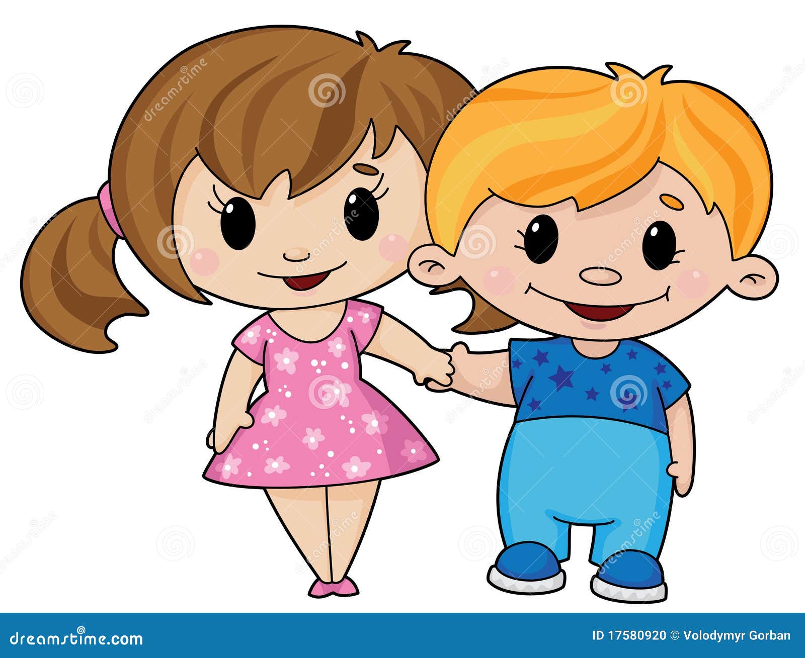 Garçon et fille illustration de vecteur. Illustration du heureux - 17580920
