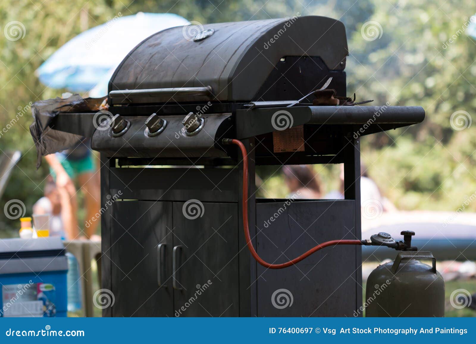 Gas barbecue grill stock image. Image of barbecuing, background 76400697