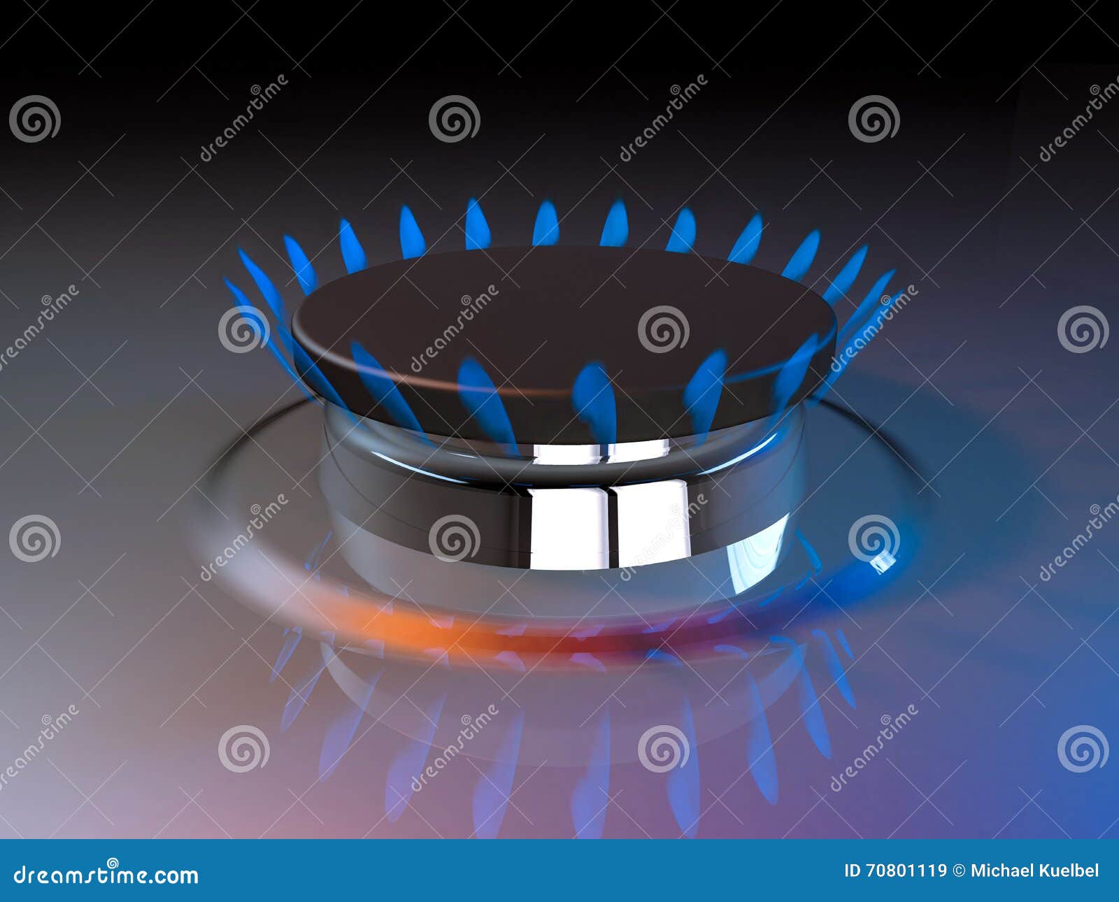 Gas Blue Flame Kitchen Cook Fire Butane 3d Rendering Stock Image