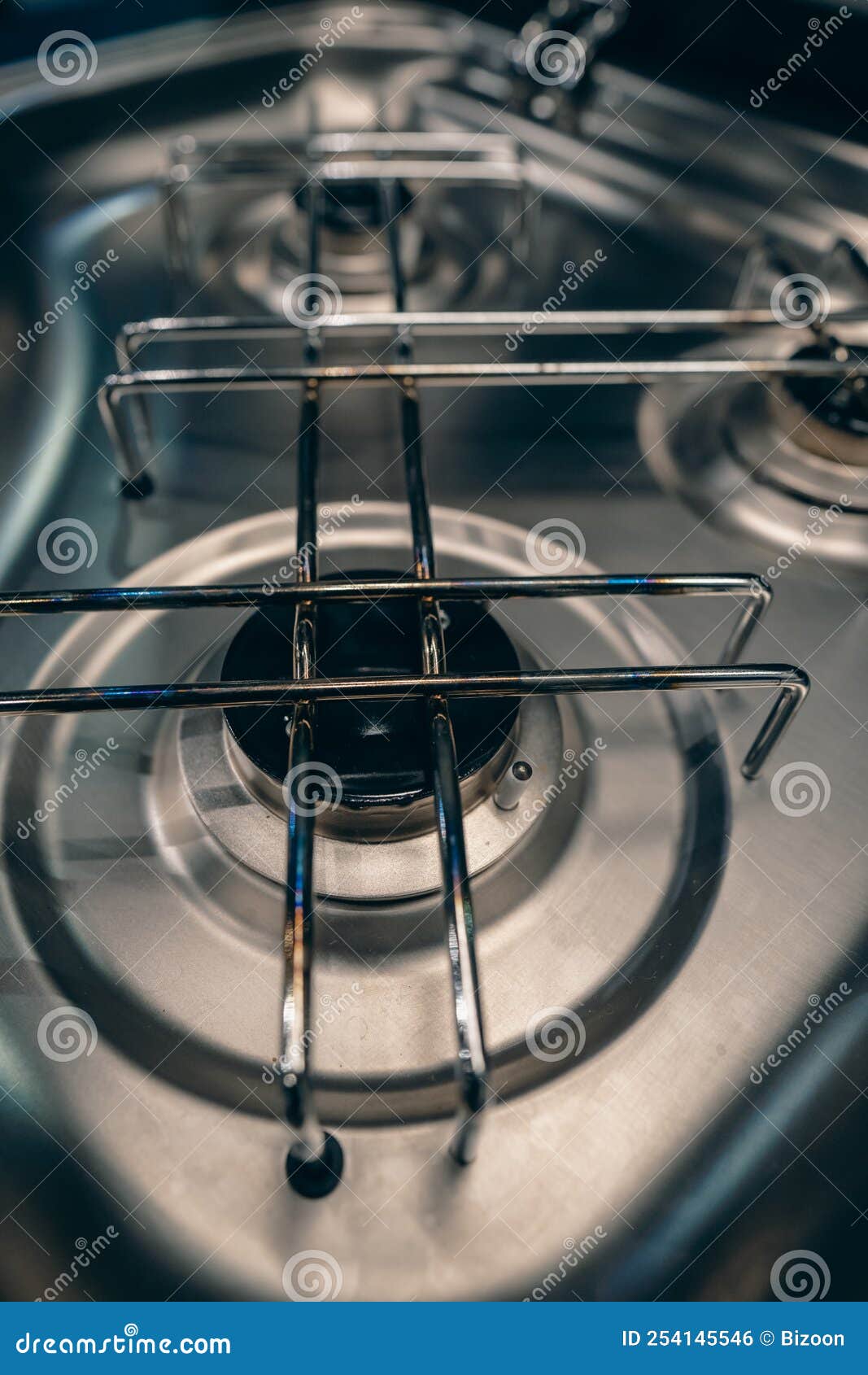 Gas burner on a stove stock photo. Image of circle, metal 254145546