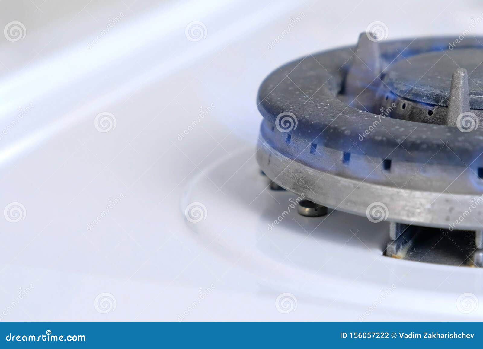 Gas Burning from a Kitchen Gas Stove. Half of Gas Burner Stock Photo Image of cooktop, fire