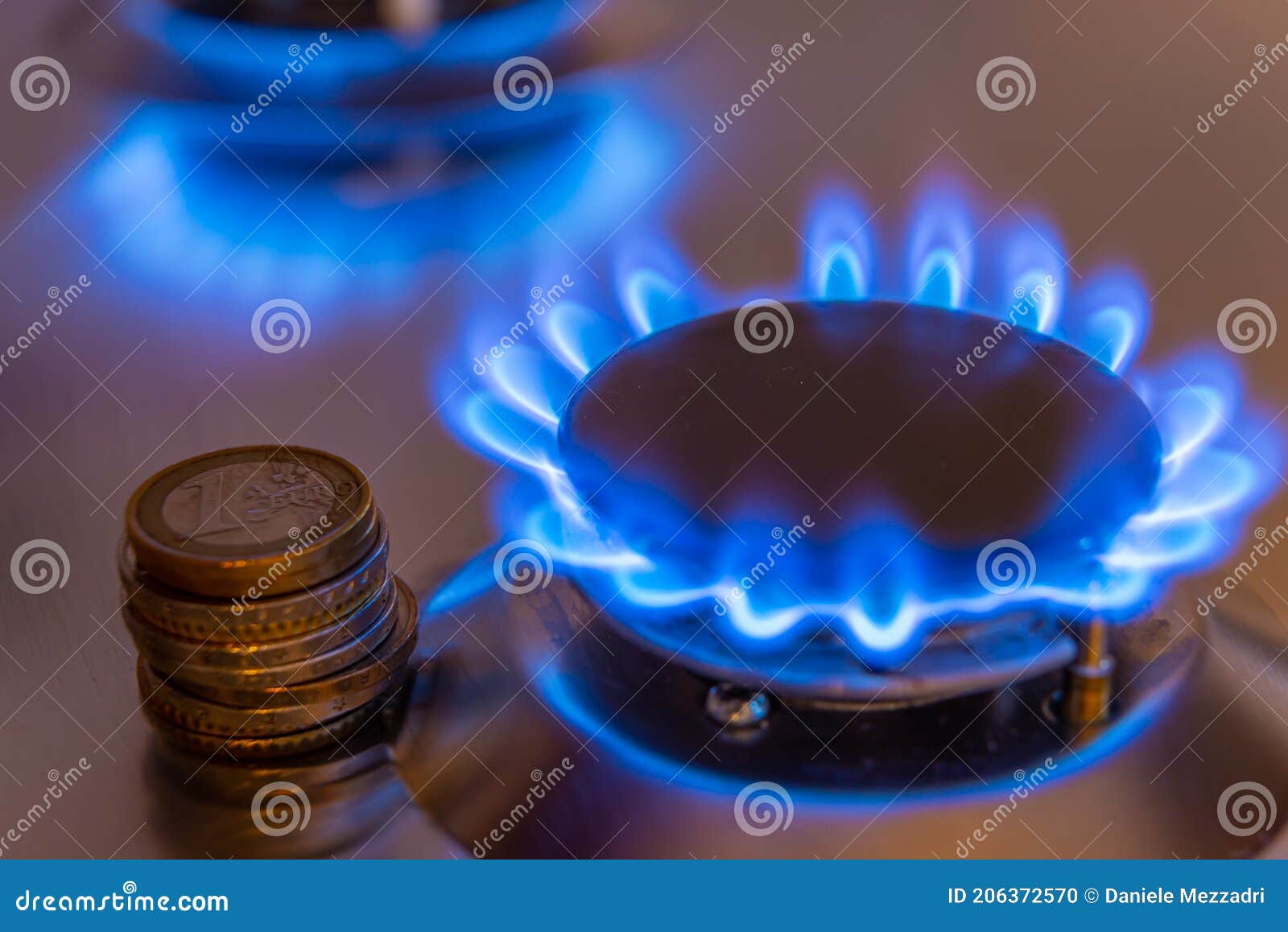 Gas Cooking Stove on, and Coins. Stock Photo Image of cost, energy