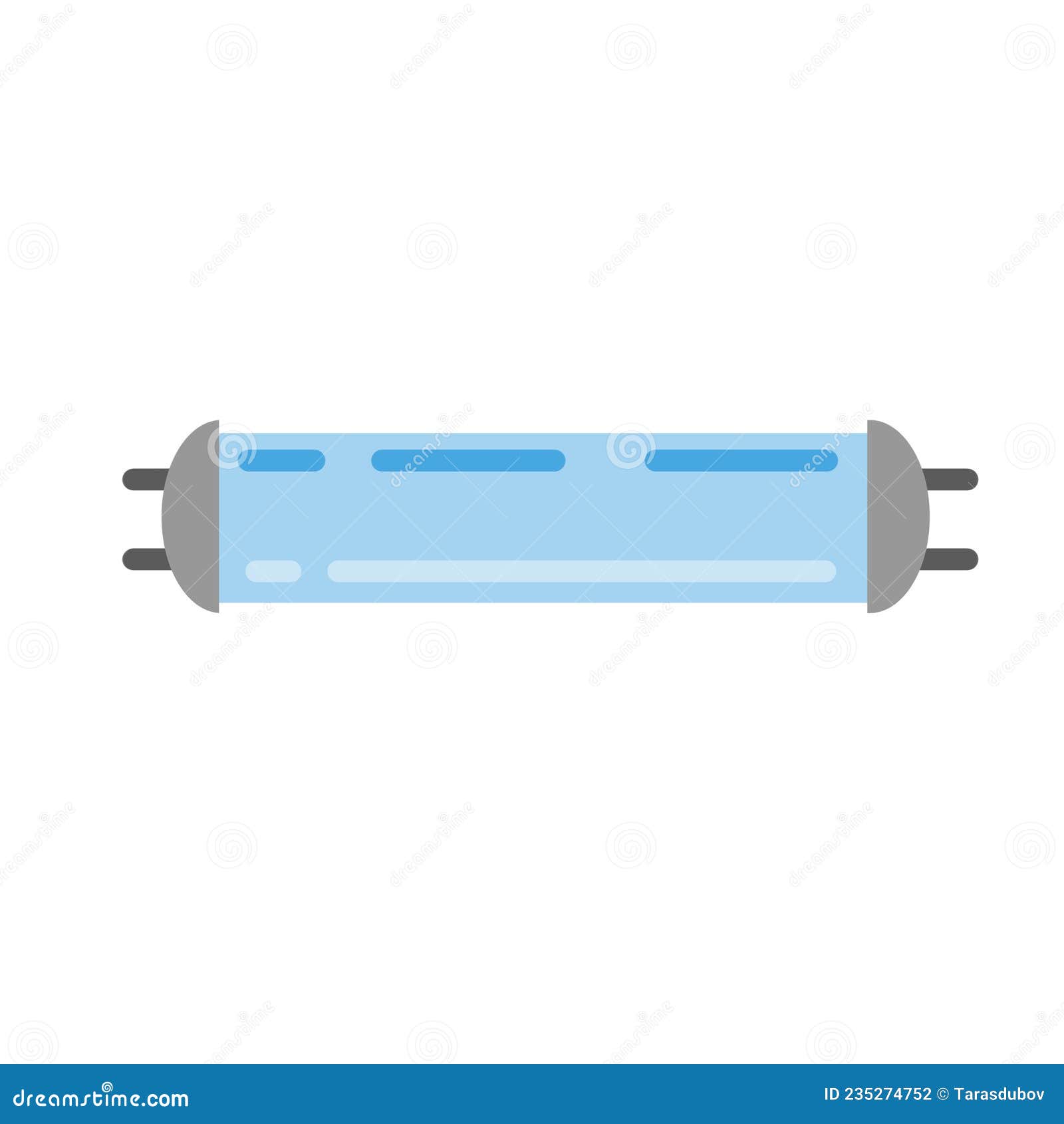 Gas Discharge Lamp. Blue Light Bulb. Lighting Device. Flat Design Stock Vector Illustration of