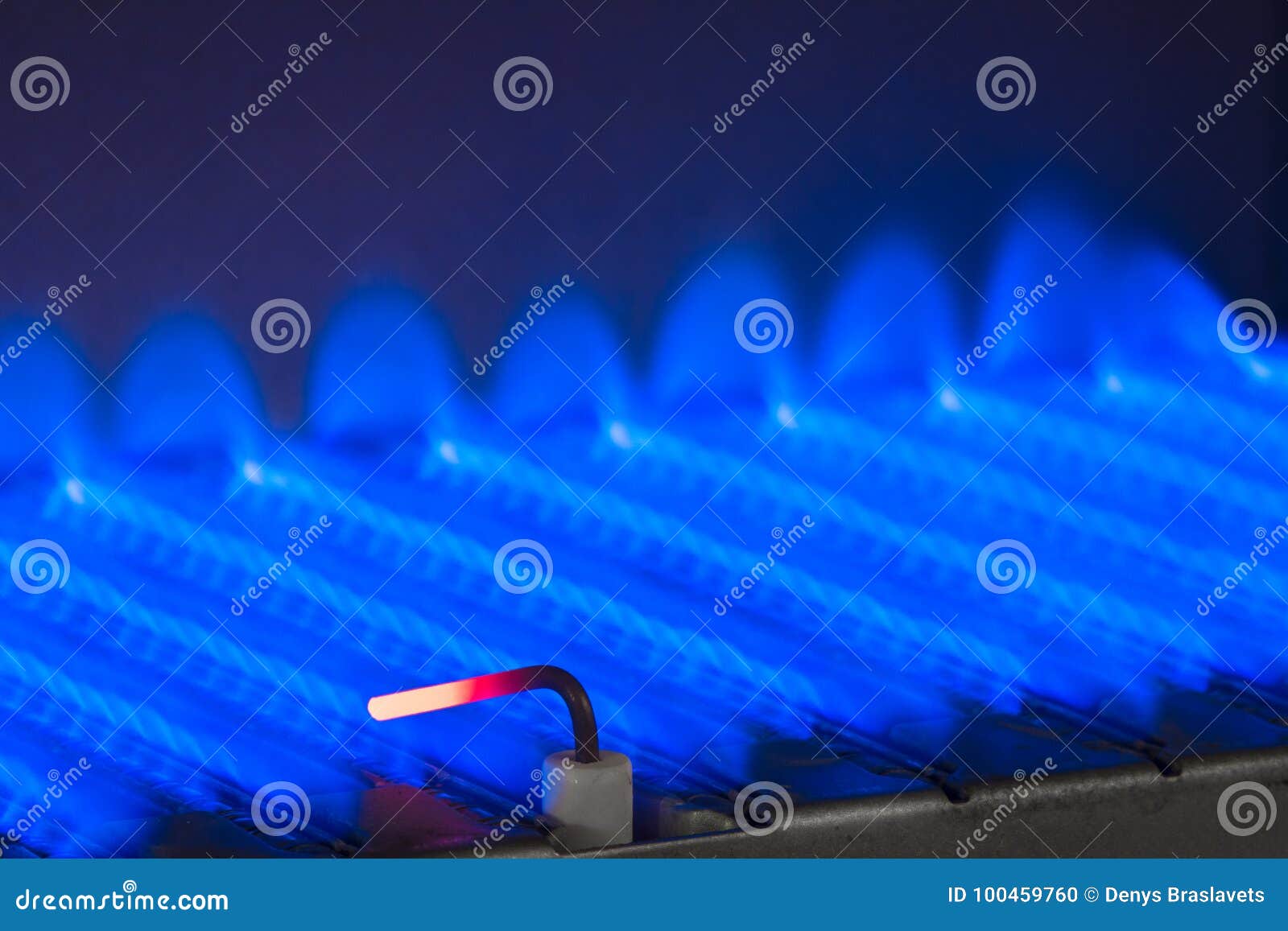 Gas Flame Inside of the Gas Boiler Stock Photo Image of copper
