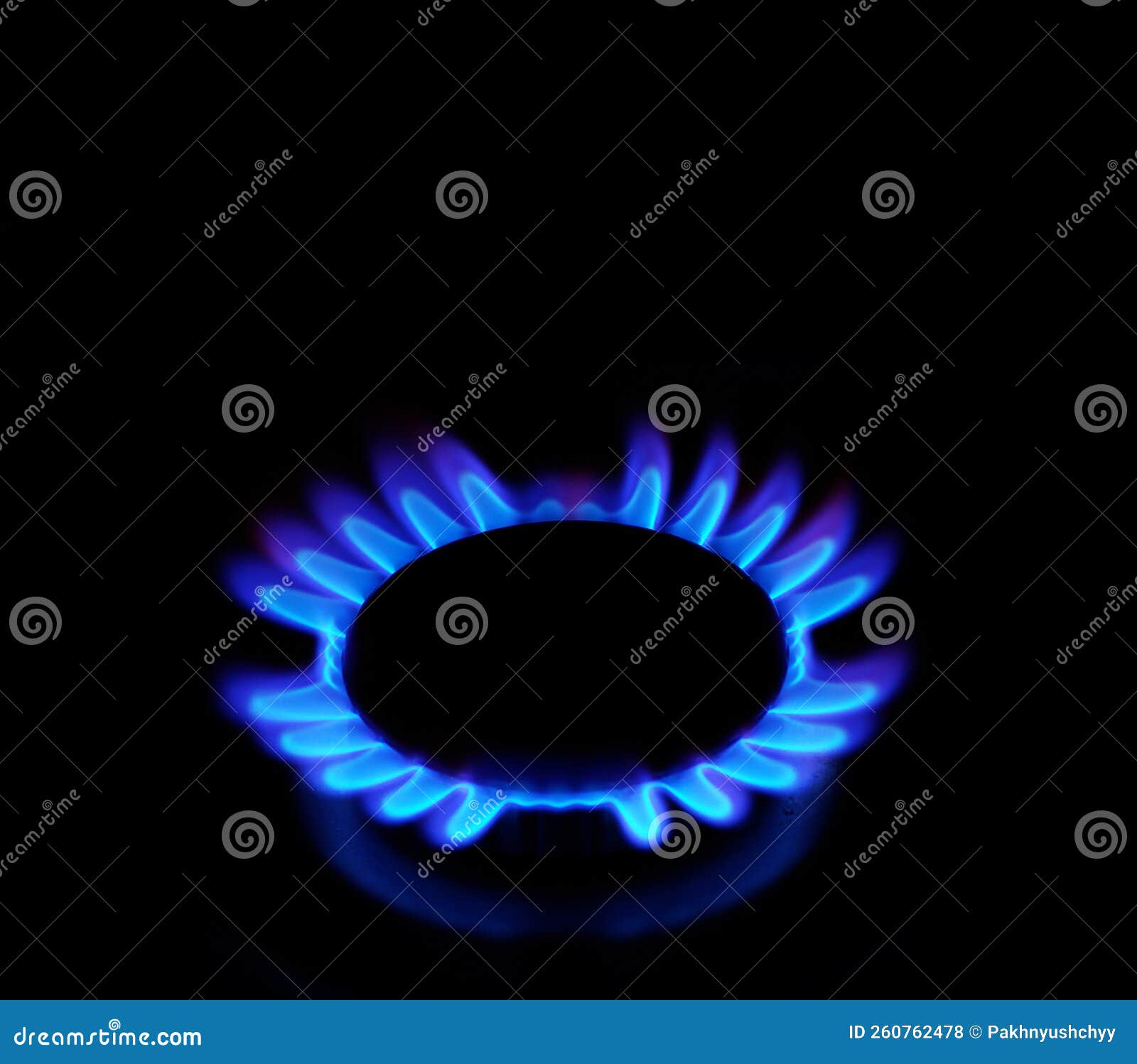 Flames of Gas Stove in Dark Stock Photo Image of flames, methane
