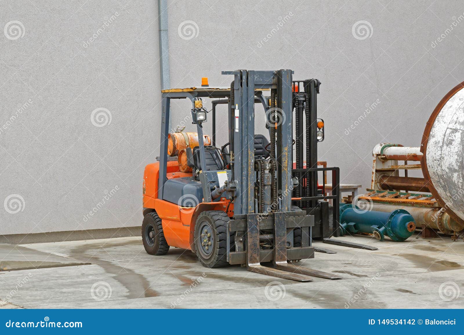 Gas Forklift stock photo. Image of forklift, bottle 149534142