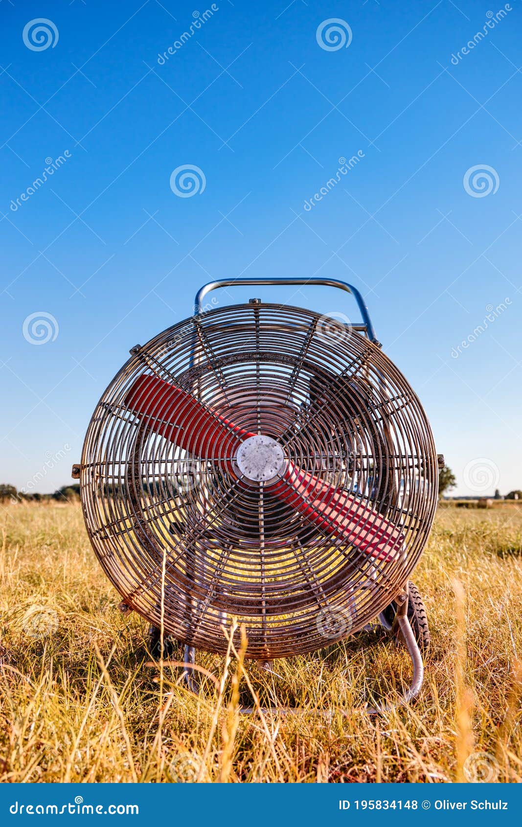 Gas Powered Inflation Fan for Blowing Up a Hot Air Balloon Standing on Dry Meadow in Summer with Blue Sky in Background Stock - Image of single, people: 195834148