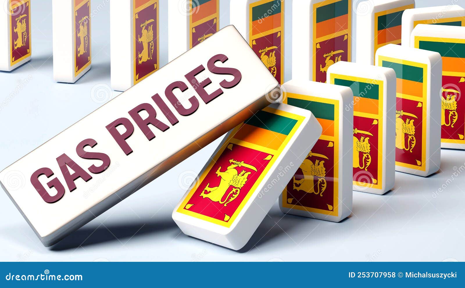 Gas Prices Causing Decline of Sri Lanka Stock Illustration