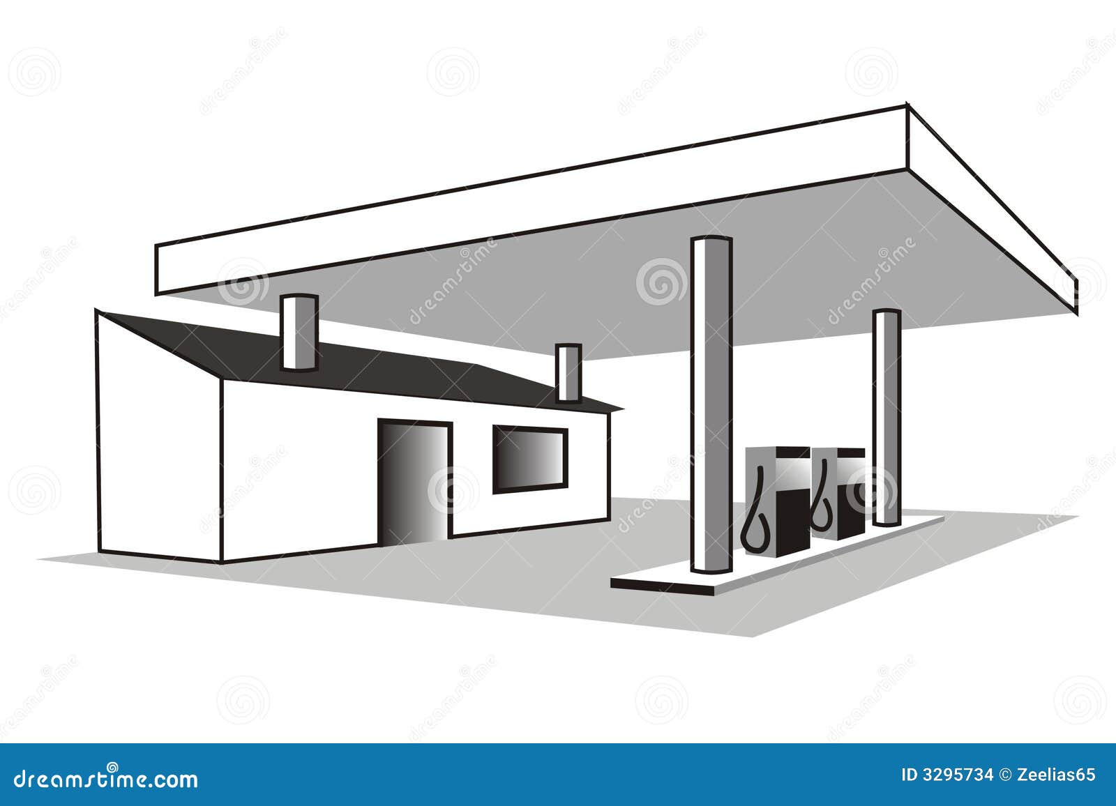 Gas station stock vector. Illustration of automobile, stylized 3295734