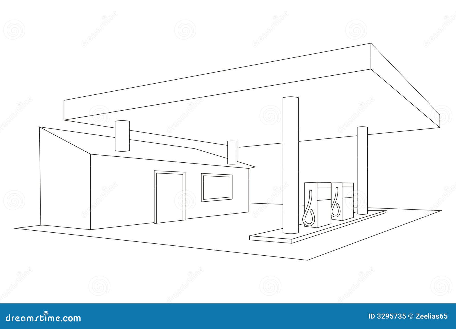The Line Drawing Of A Gas Station With Street Lights Outline Sketch Vector, Gas  Station Drawing, Gas Station Outline, Gas Station Sketch PNG and Vector  with Transparent Background for Free Download