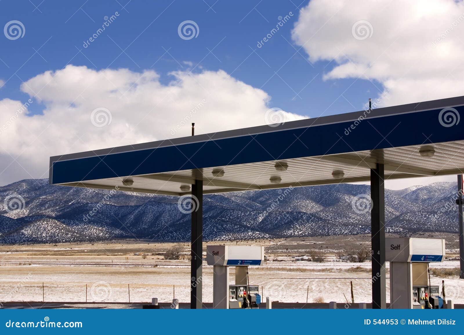 Gas Station and Cloudy Skies Stock Image Image of fueling, energy 544953