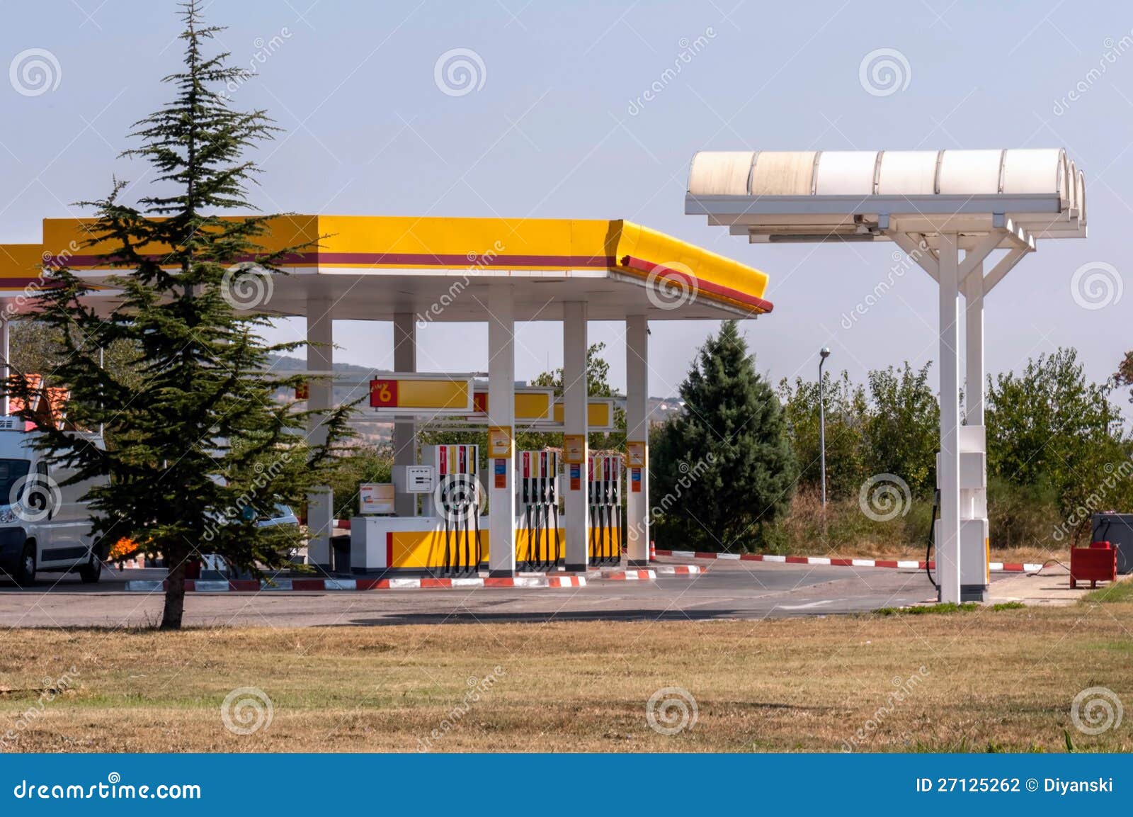 Gas station on the road stock photo. Image of auto, area 27125262